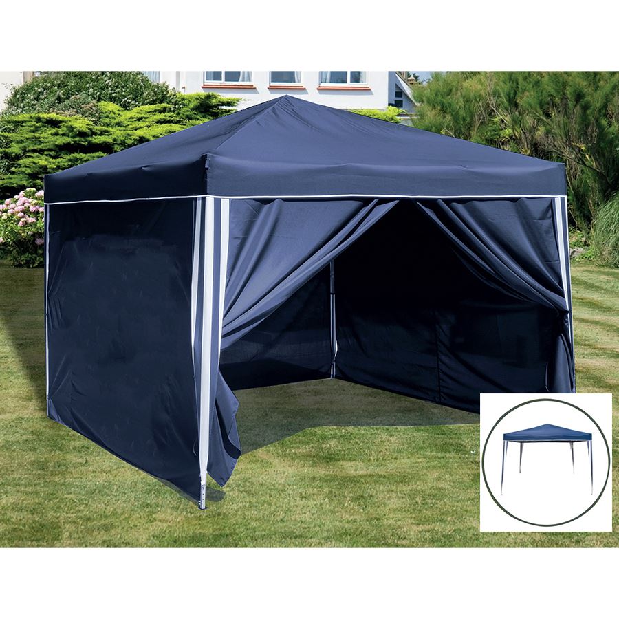 2 Seitenwände für Ruck-Zuck Alu-Pavillon 3x3m Blau