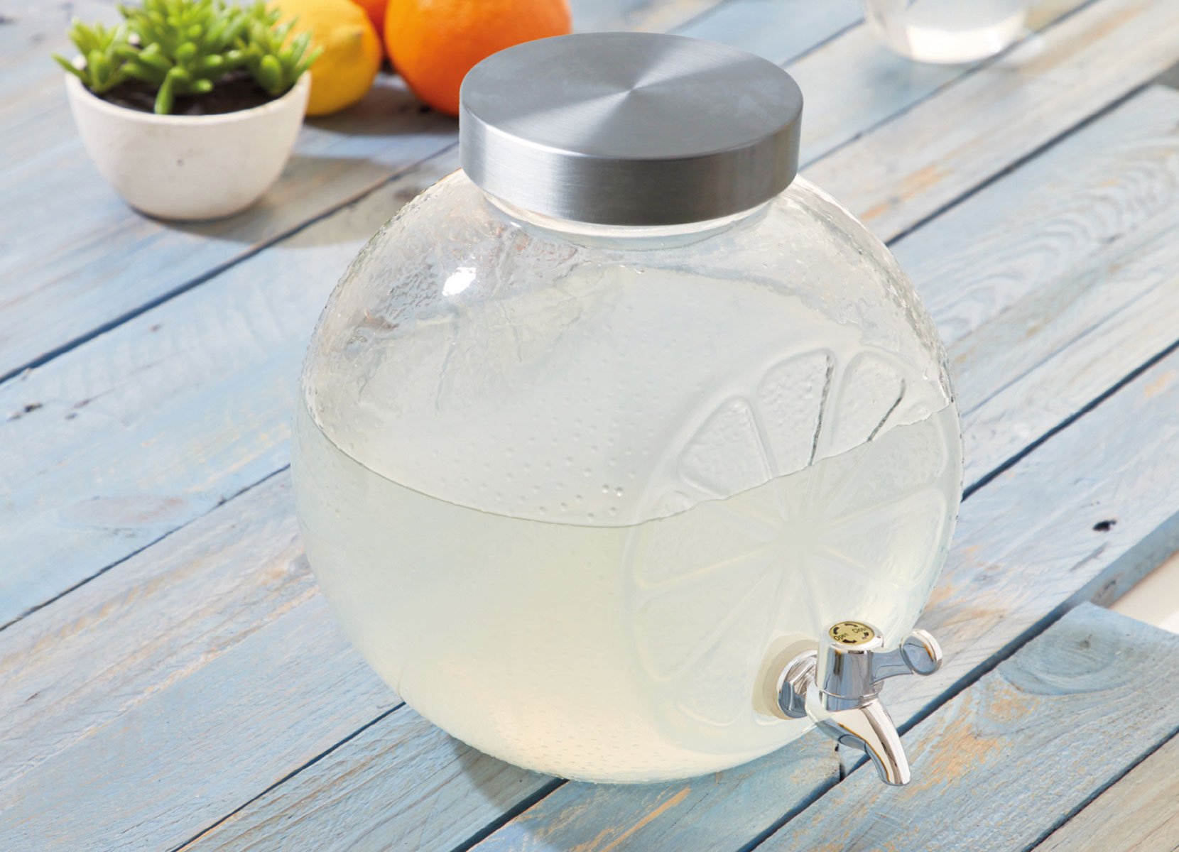 Glas-Getränkespender Zitrone 5L Transparent