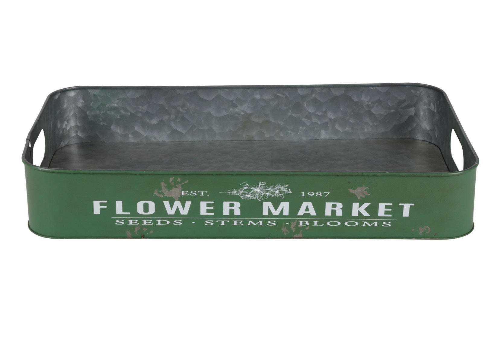 Metalltablett Flower Market Gr. L 49,5x29x8cm Grün