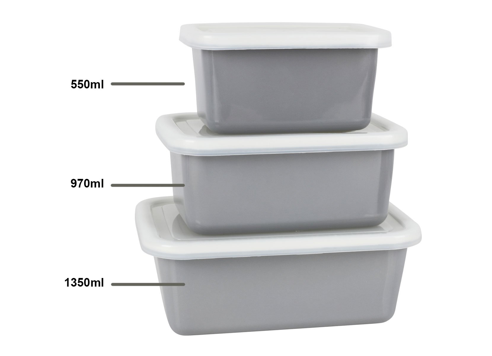 Emaille-Vorratsdose mit Kunststoff-Deckel 550ml Grau