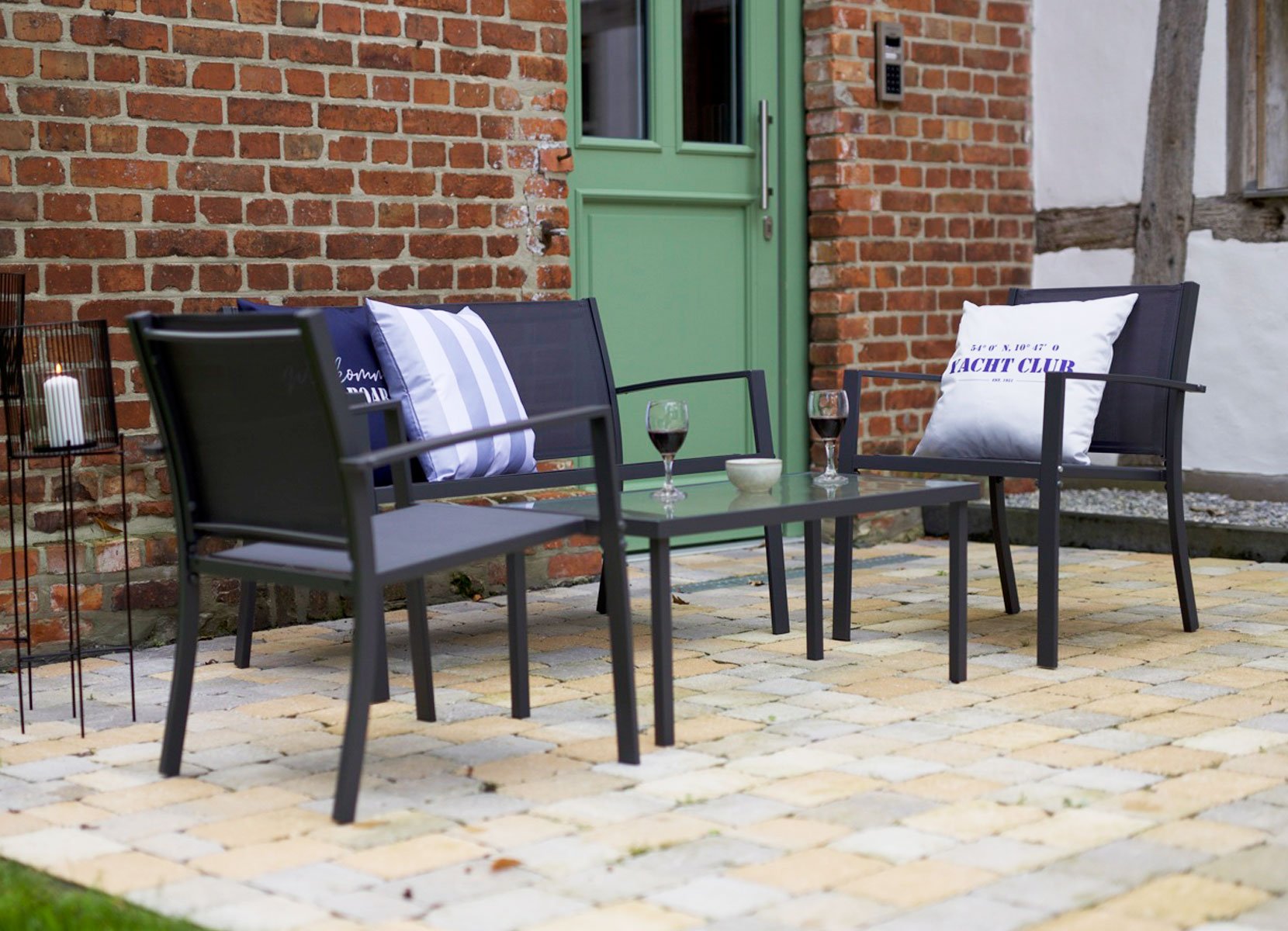 Loungeset Marie mit Glastisch 4-teilig