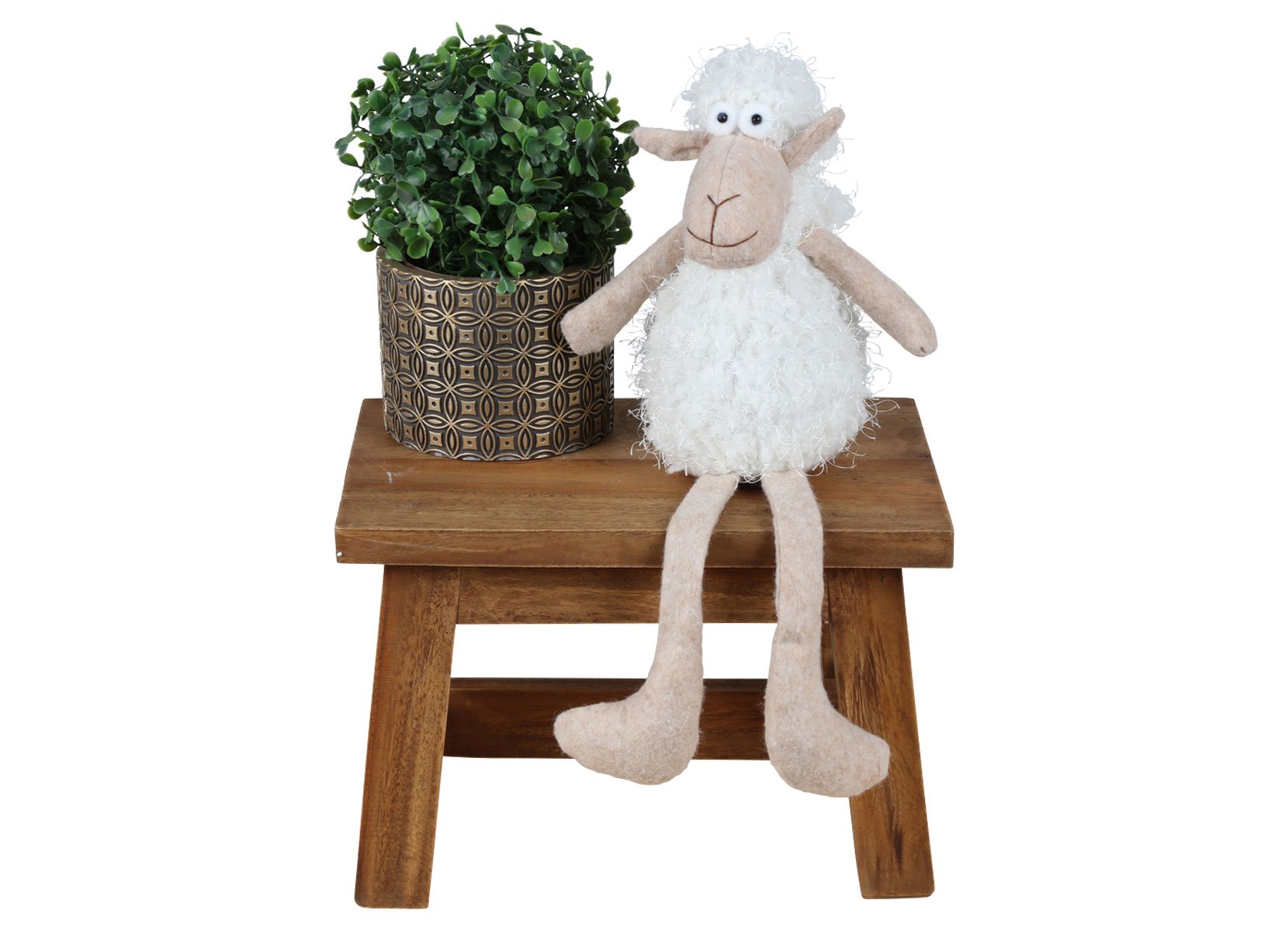 Deko-Schaf Kantenhocker 40cm Beige/Weiß