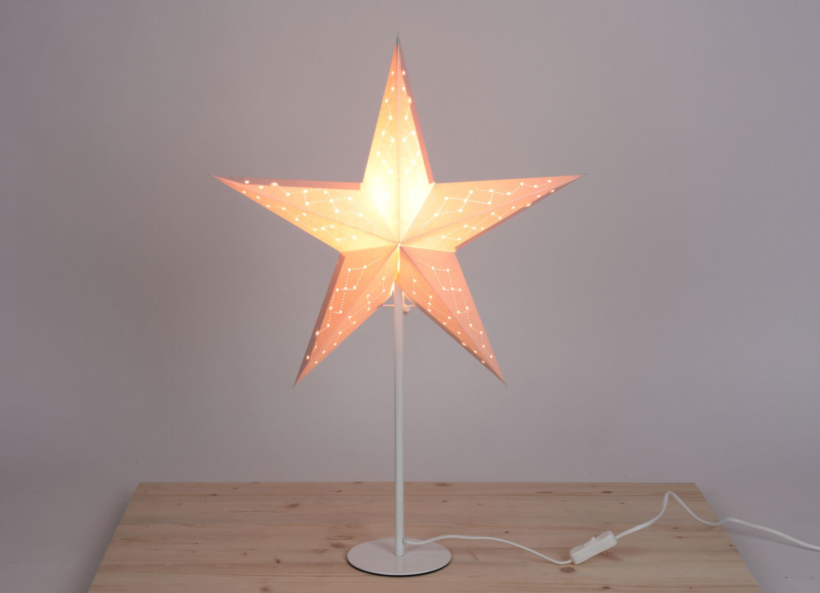 LED-Tischlampe Weihnachtstern 45cm Warmweiß Natur