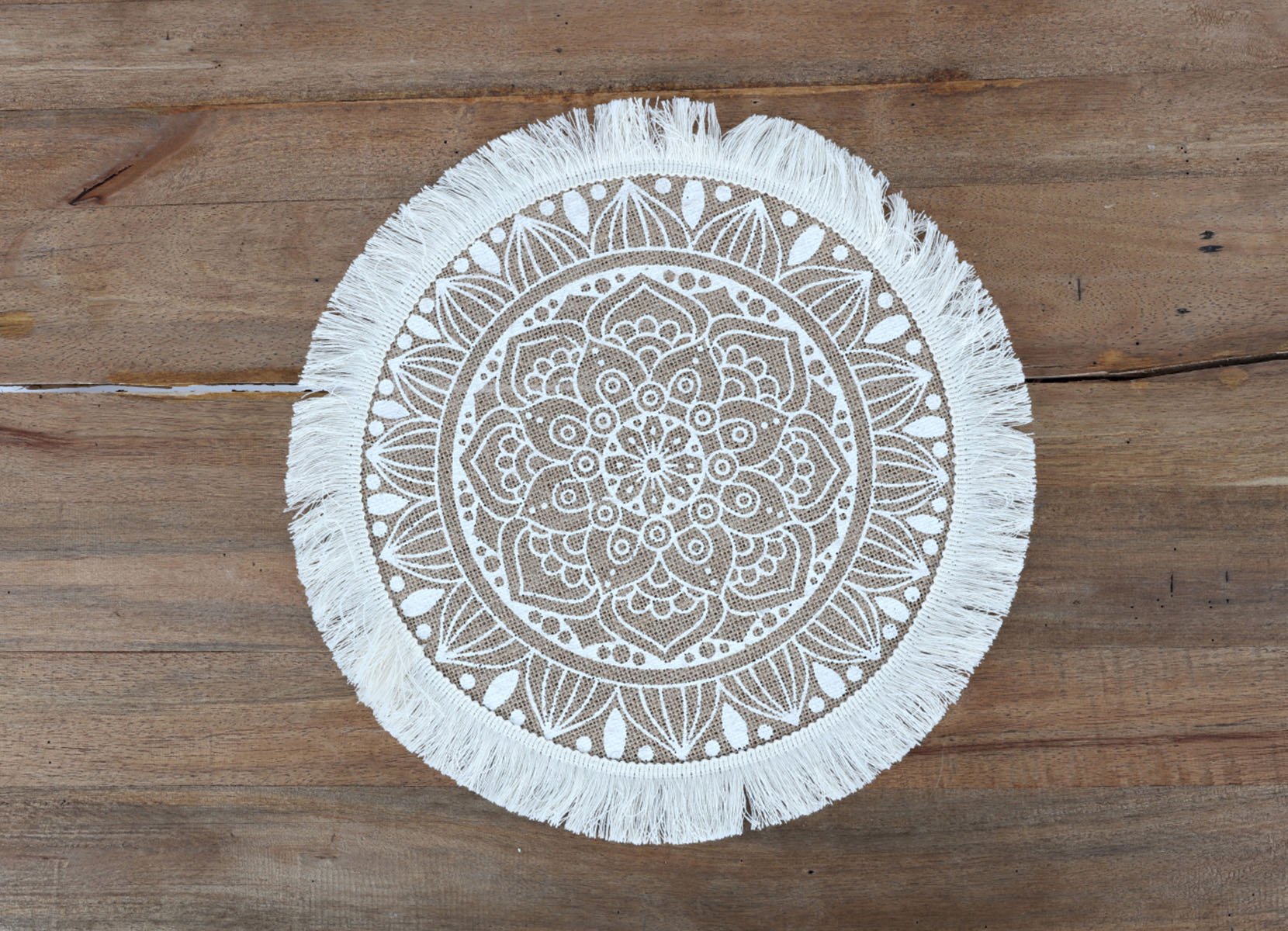 Boho-Platzset aus Jute mit Fransen 38cm