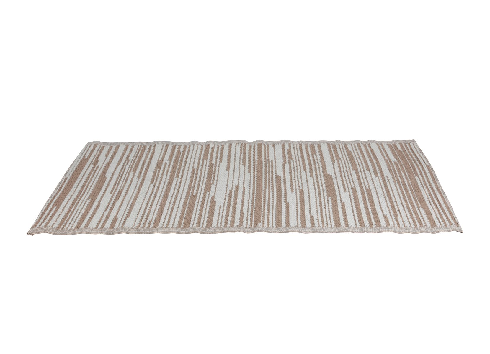 Outdoor-Teppich Streifen 150x90cm Hellbraun/Weiß