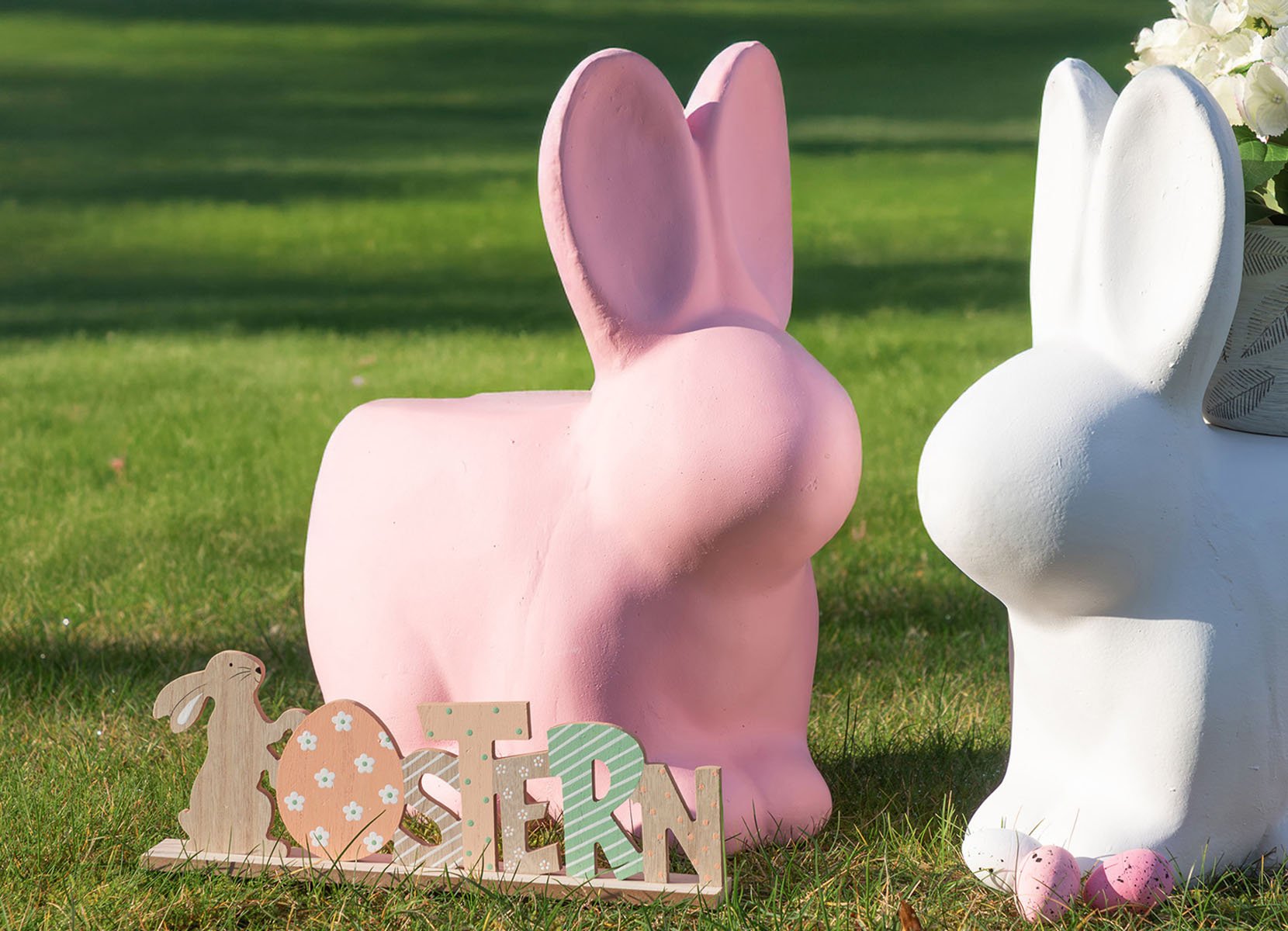 Deko-Hocker Hase 45x26x50cm Rosa