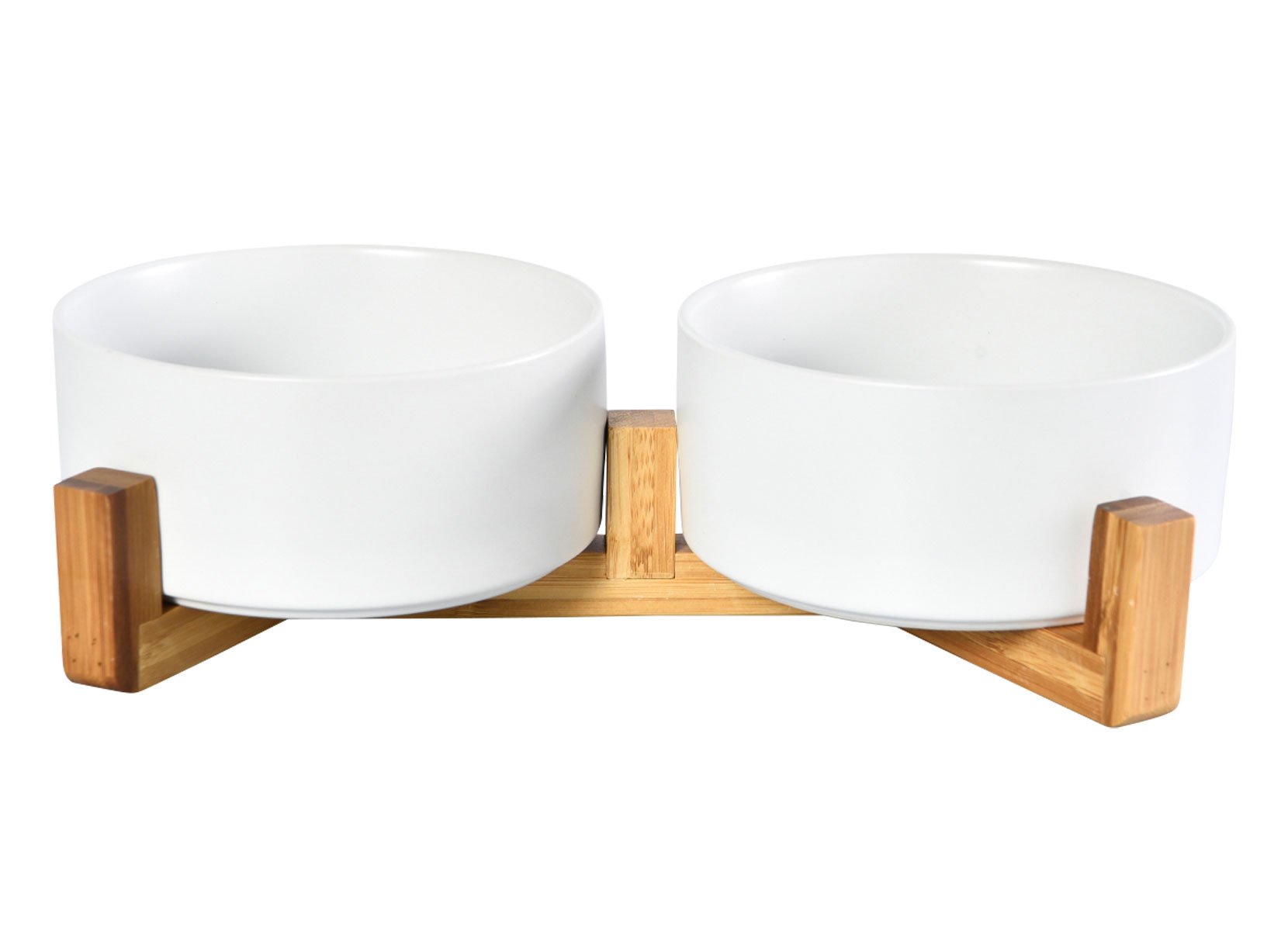 Keramiknäpfe mit Bambusrahmen 2x 850ml Weiß