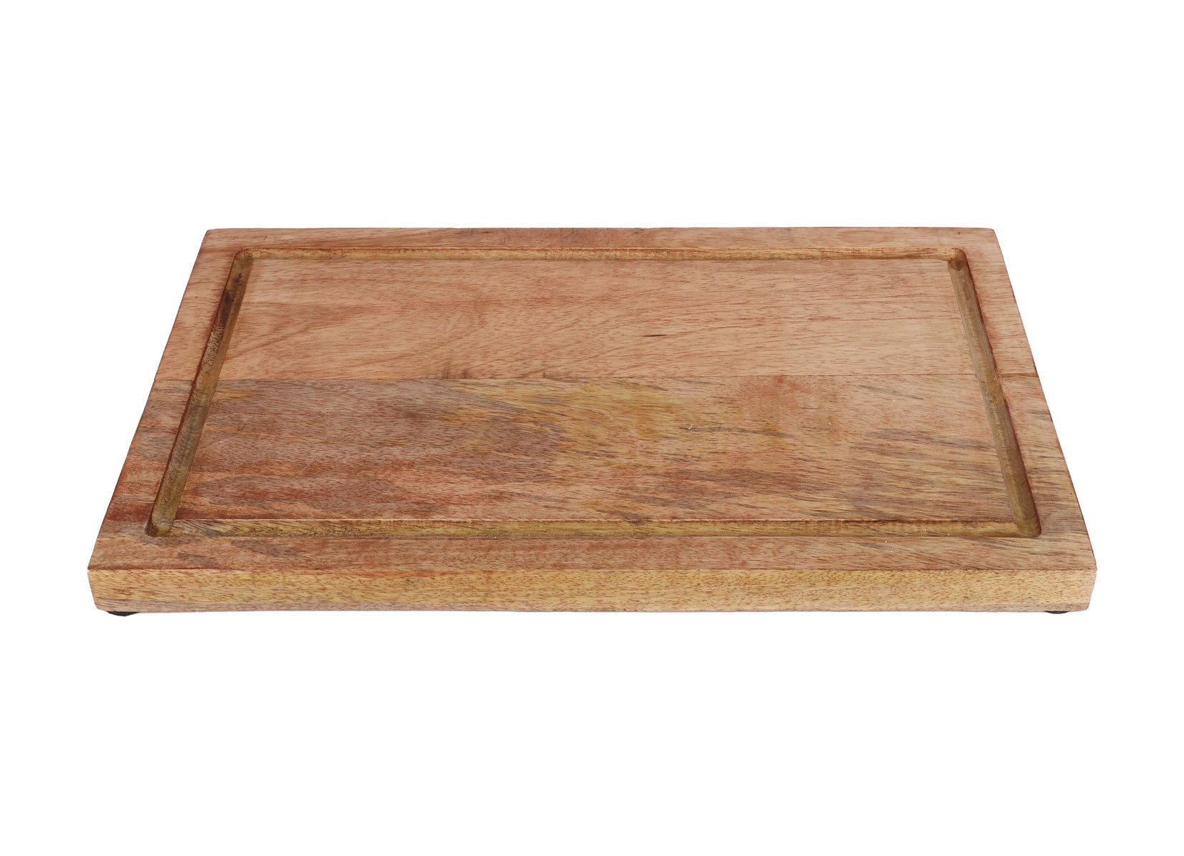 Schneidbrett mit Saftrinne aus Mangoholz 40x25x2,5cm Natur