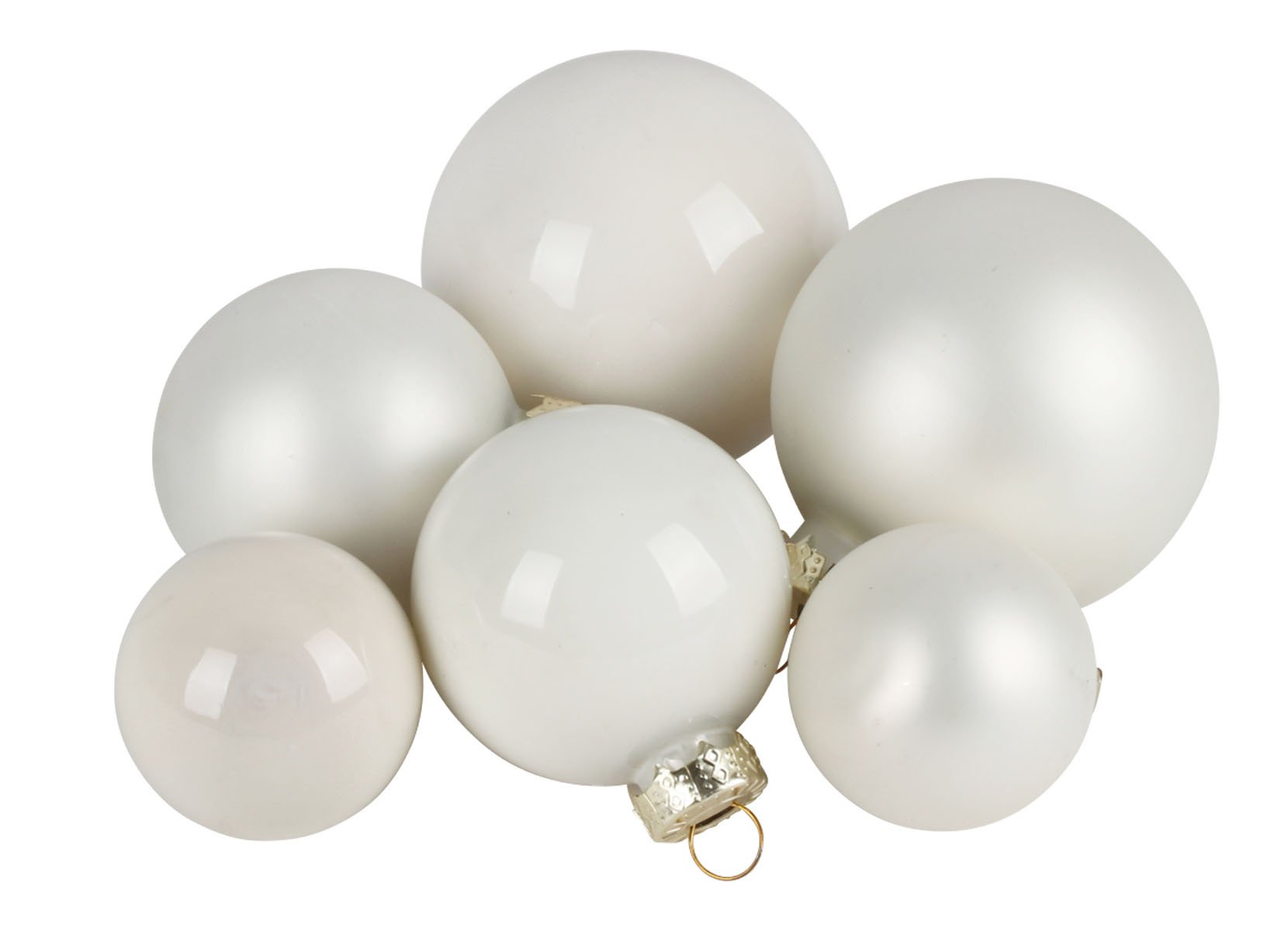 Weihnachtskugel-Set aus Glas 72-teilig Creme