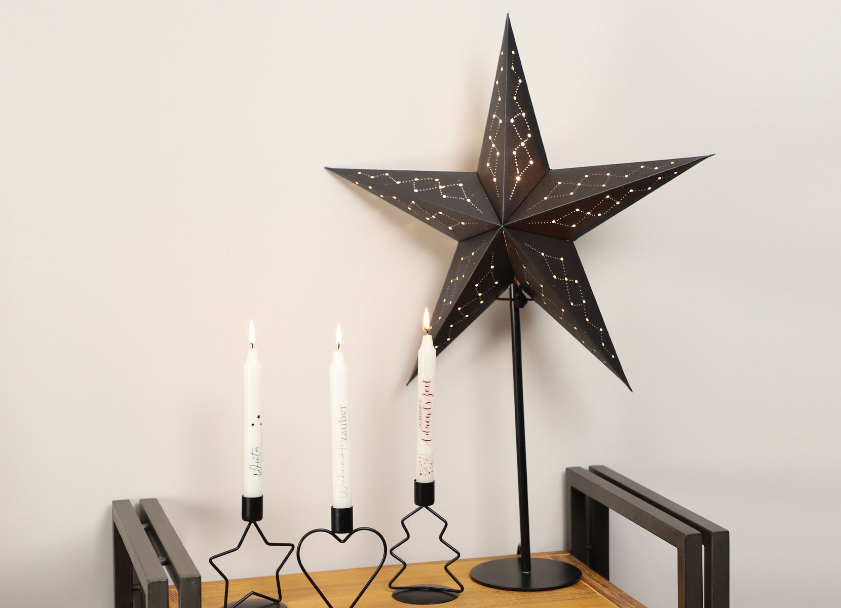 LED-Tischlampe Weihnachtsstern 45cm Warmweiß Schwarz