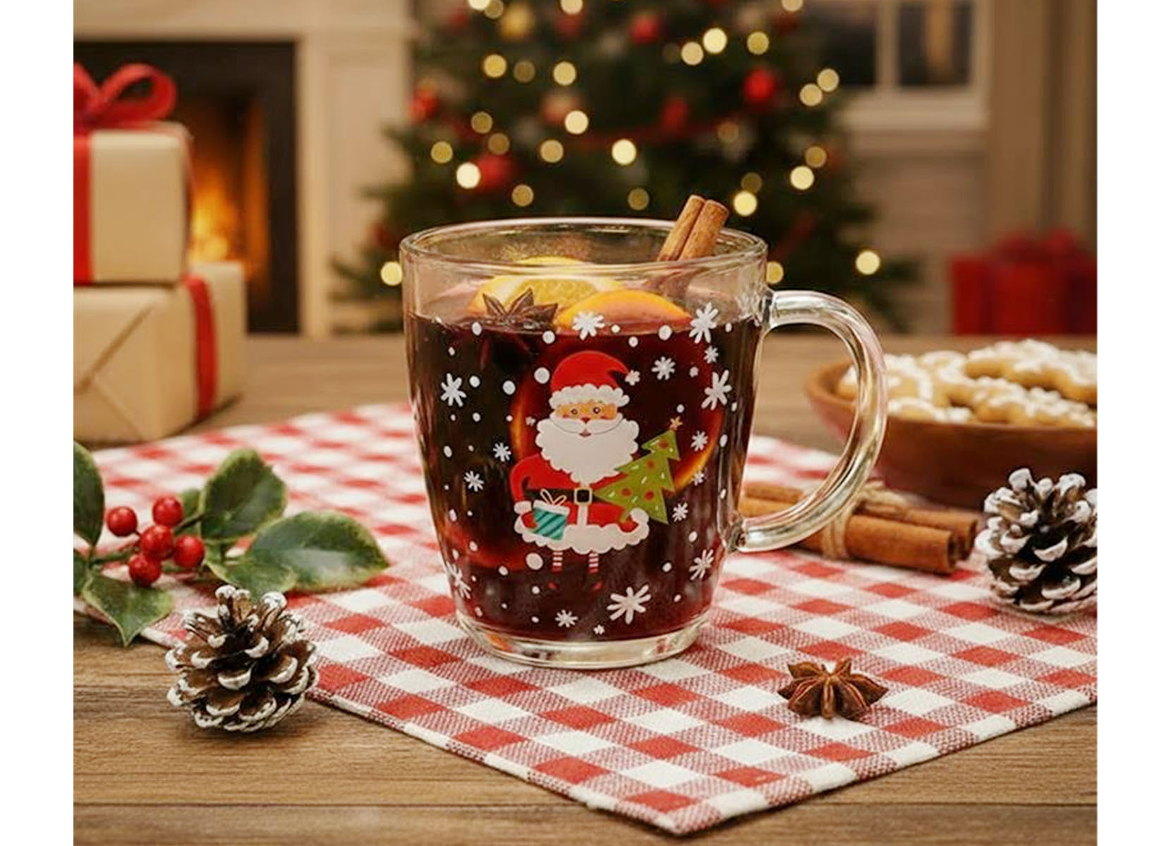 Weihnachtliche Glastasse 300ml