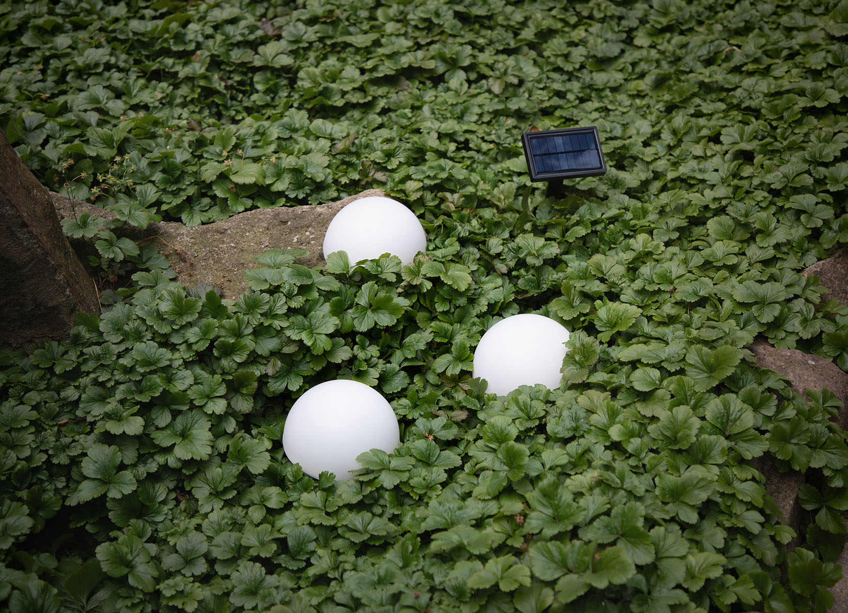 Solar-Bodenleuchten Halbkugel 3er-Set Kaltweiß
