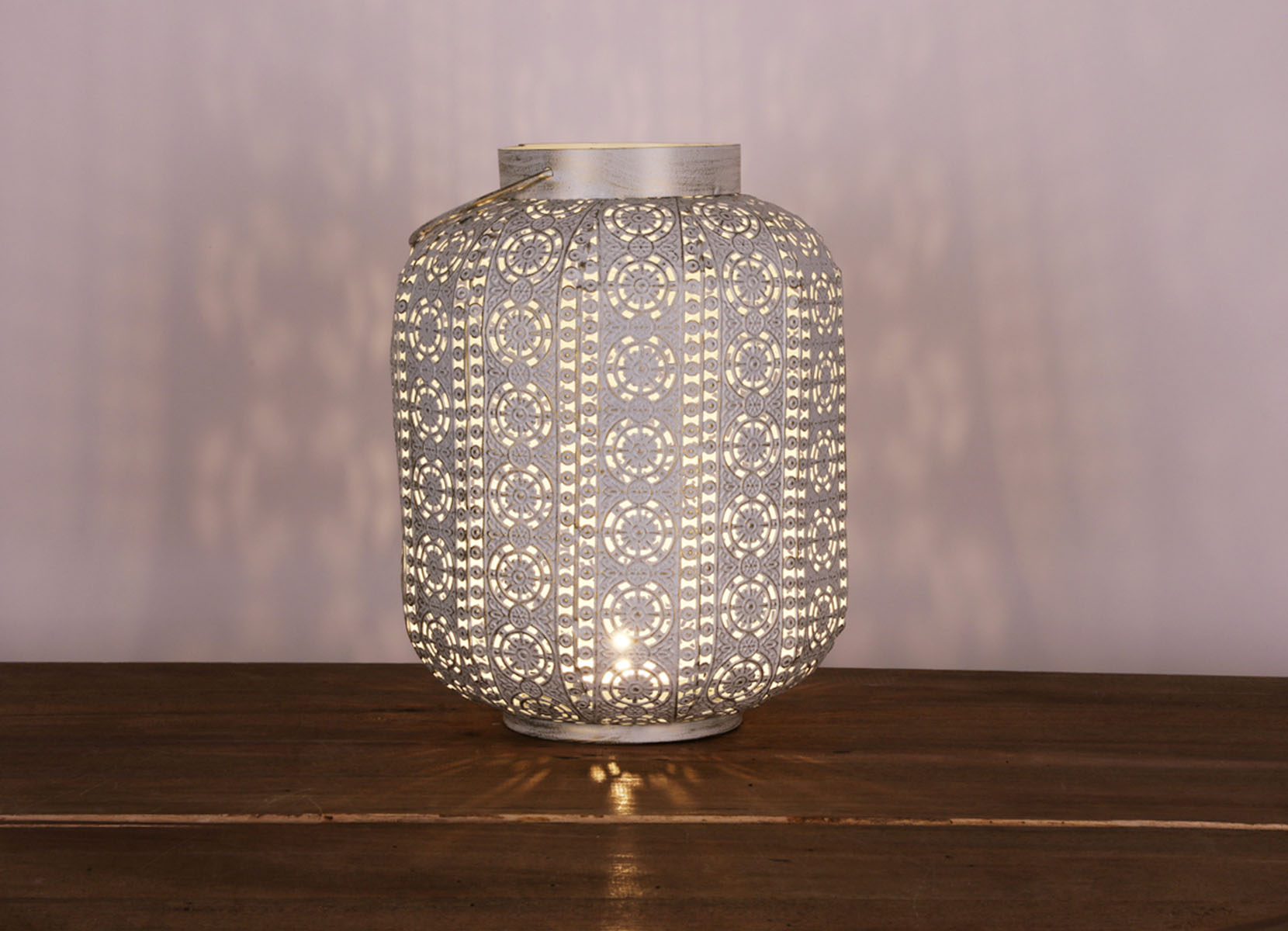 Metall-Laterne Oriental 18x25cm Antik-Weiß