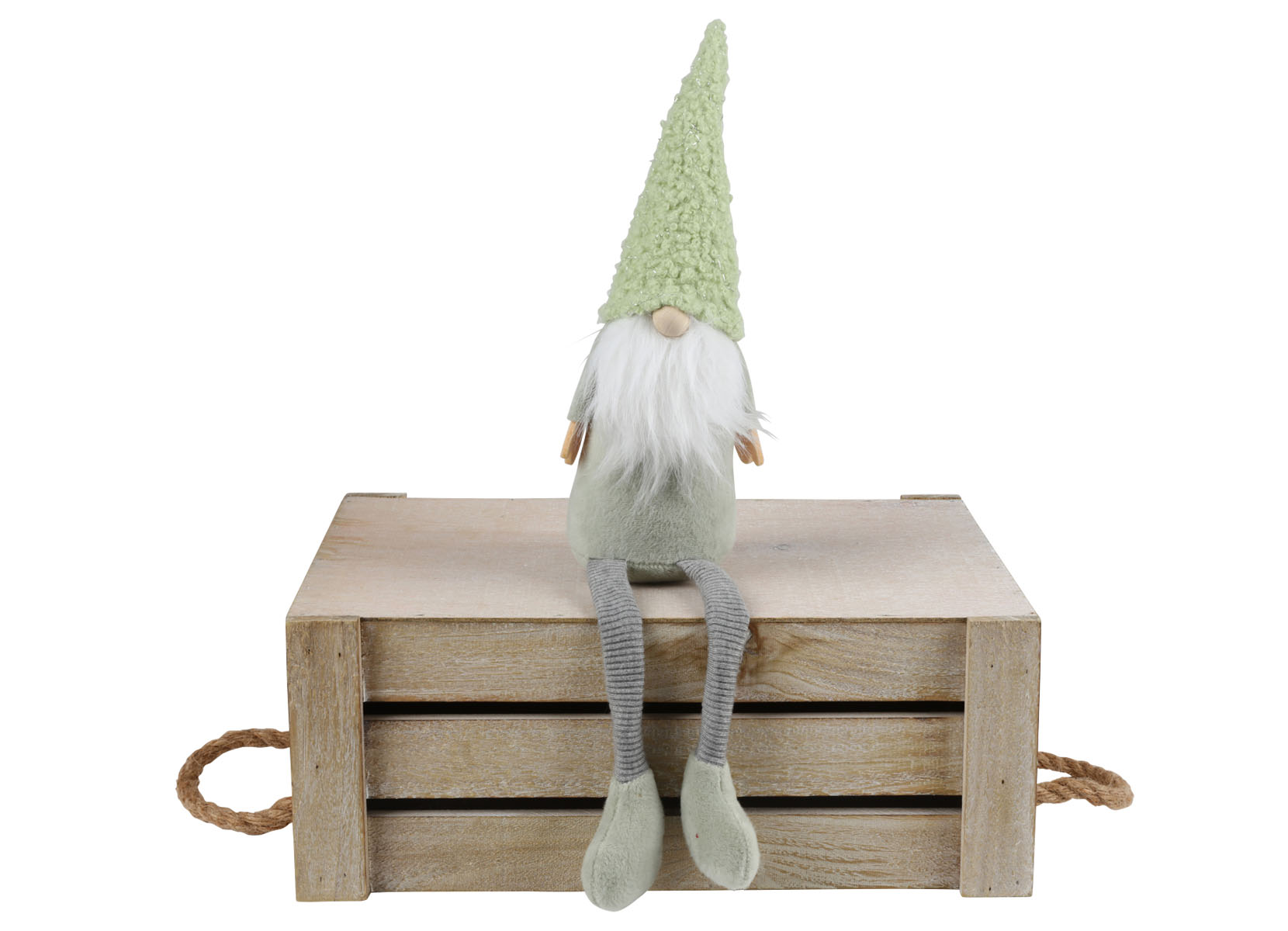 Deko-Wichtel mit Teddyfell-Mütze als Kantenhocker 50cm