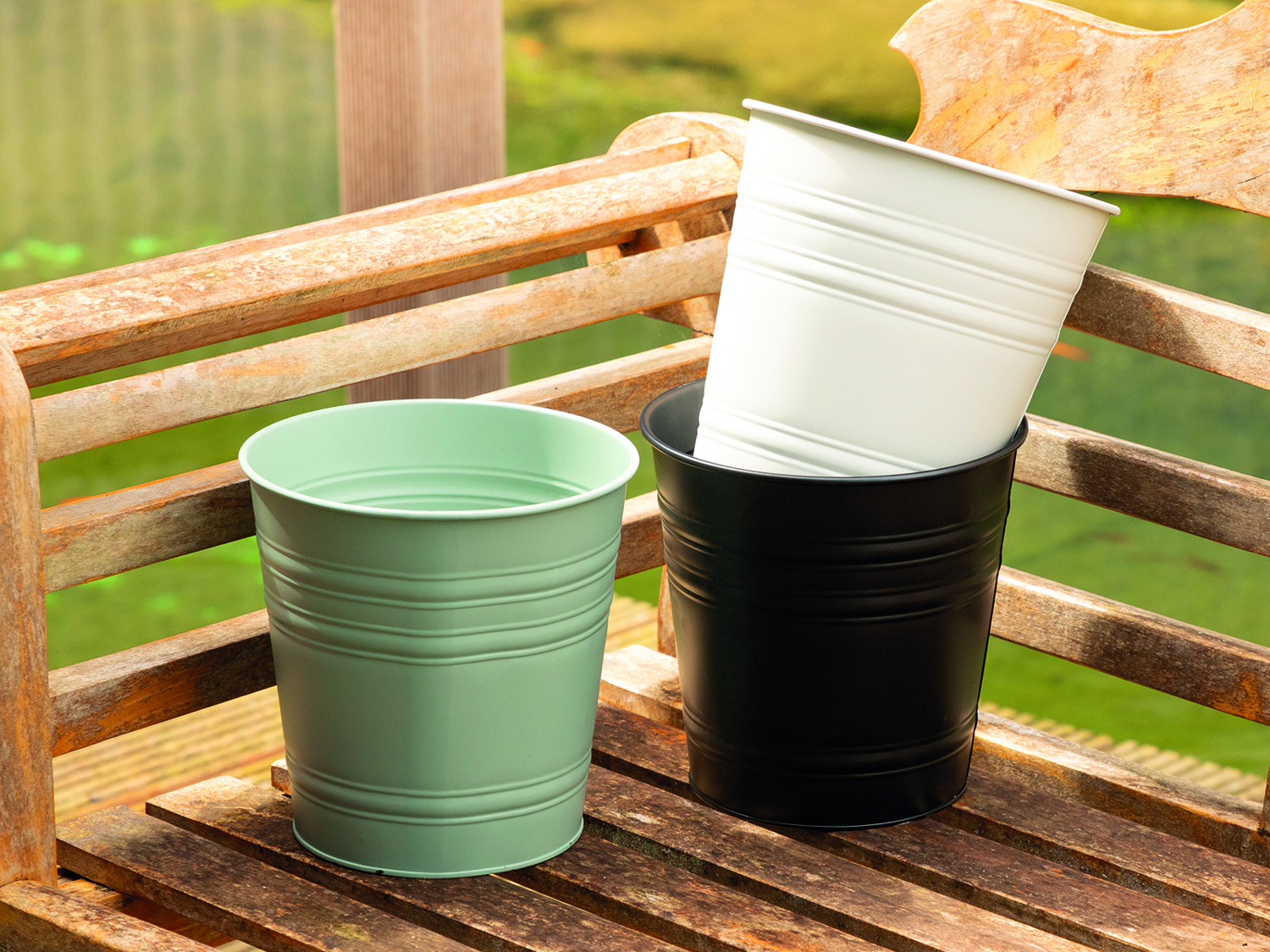 Zinkübertopf 19x19cm Schwarz