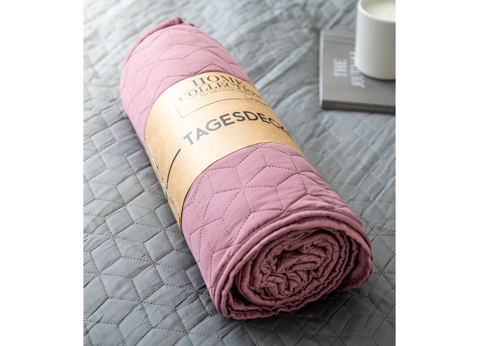 Tagesdecke wattiert 220x240cm Altrosa