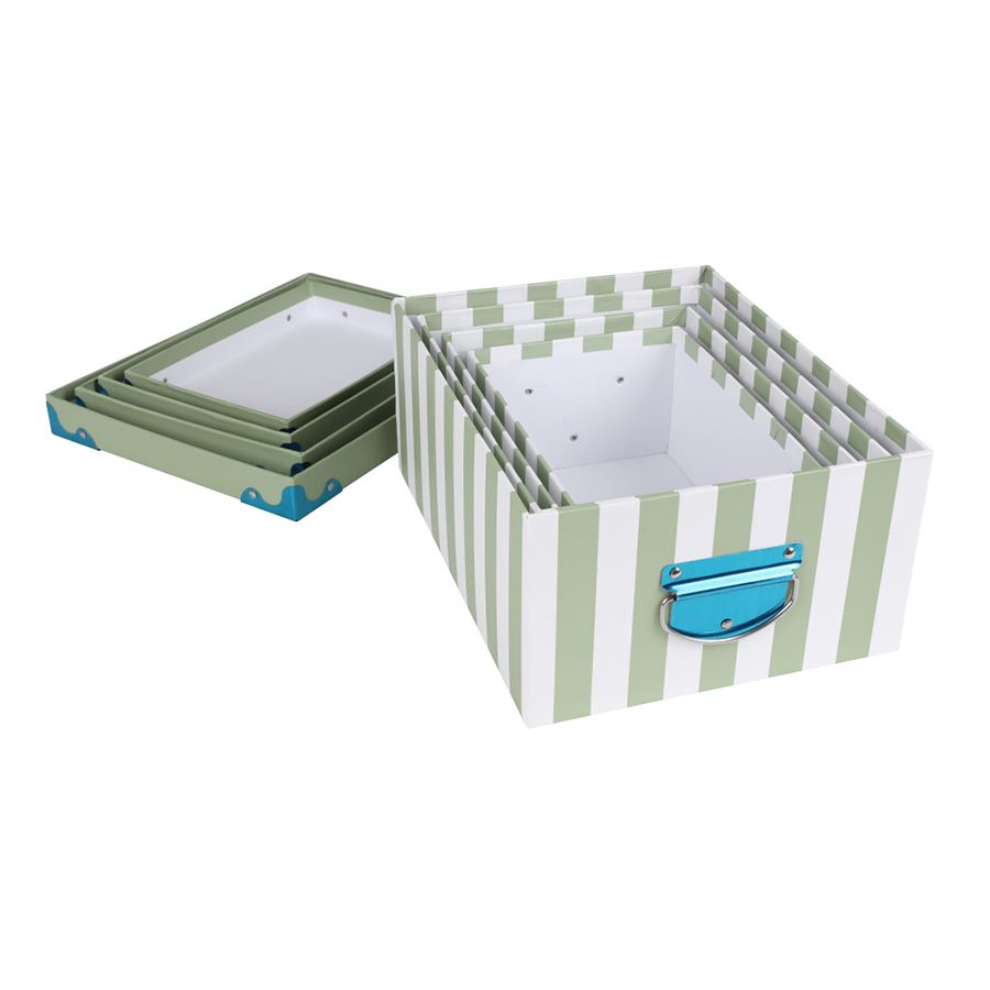 Dekoboxen Streifen mit Metallhenkel 4er-Set