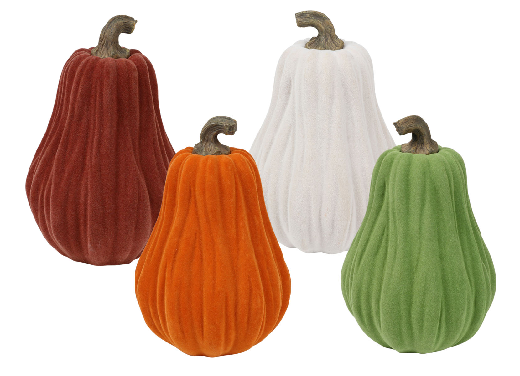 Länglicher Deko-Kürbis mit Samtüberzug 19cm