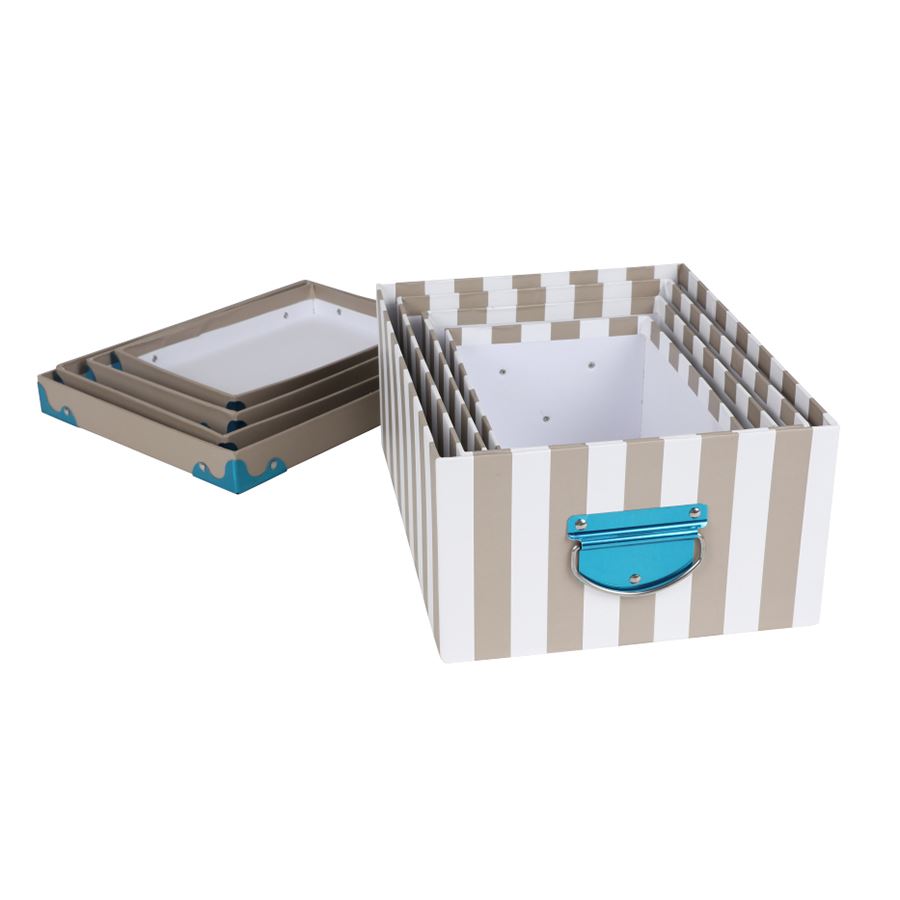 Dekoboxen Streifen mit Metallhenkel 4er-Set