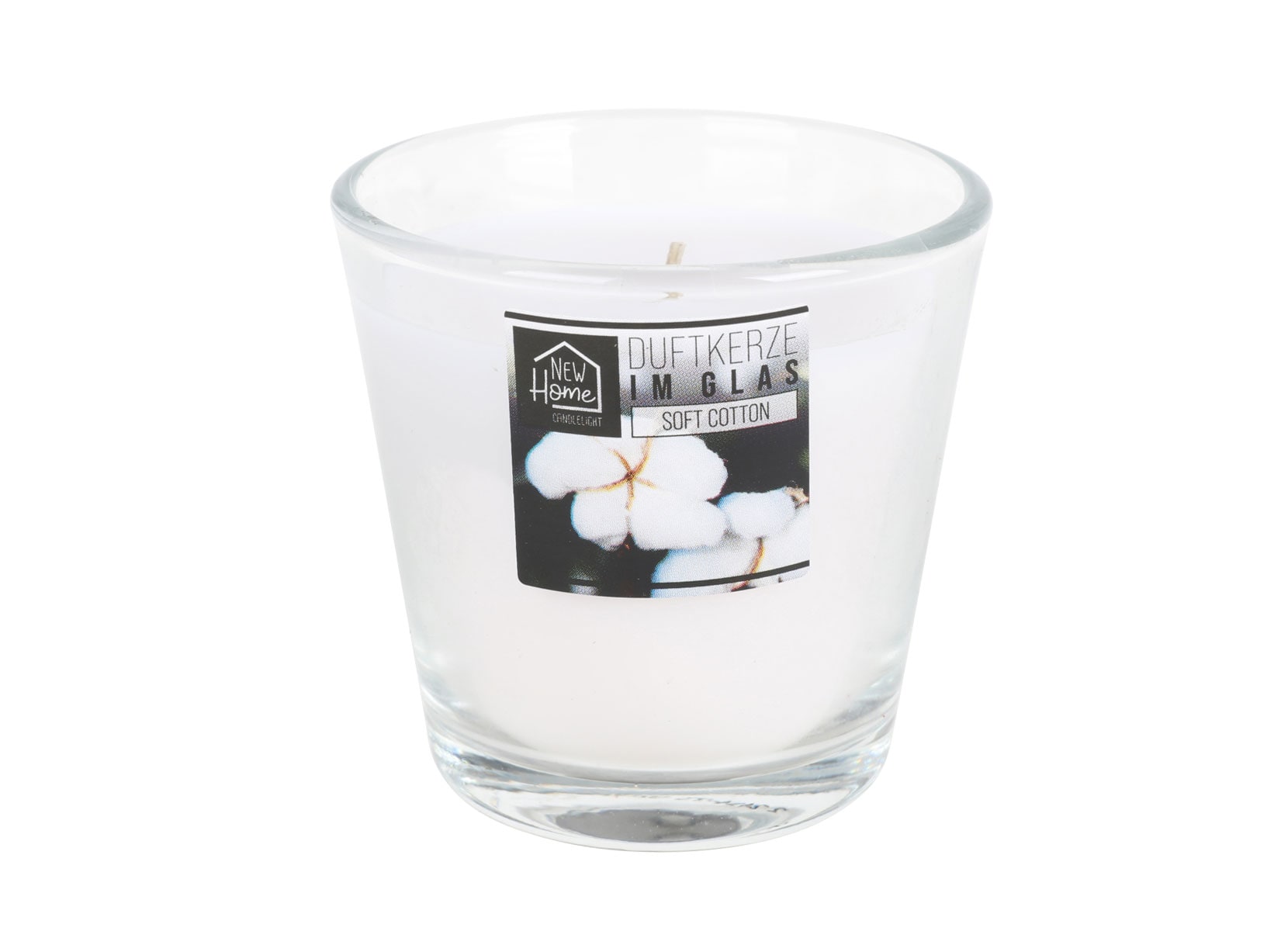 Duftkerze im Glas 7,5x7,5cm 25 Stunden Brenndauer Soft Cotton