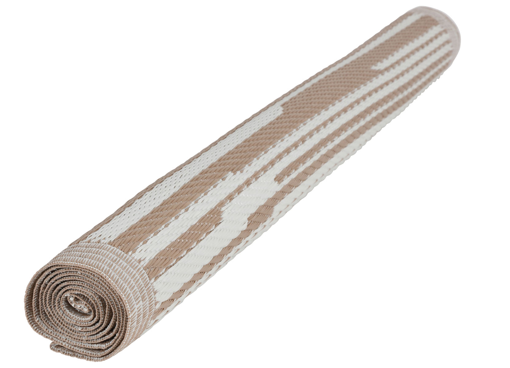 Outdoor-Teppich Streifen 150x90cm Hellbraun/Weiß