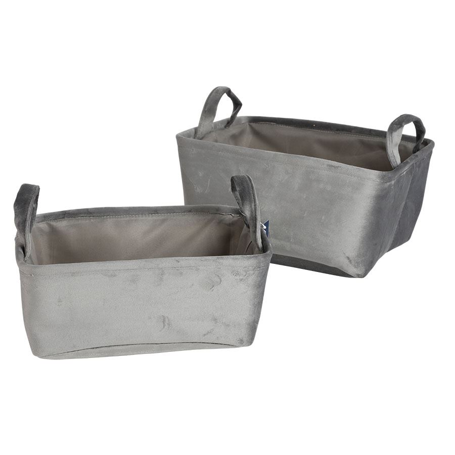Samtkörbe mit Henkeln 2er-Set Grau