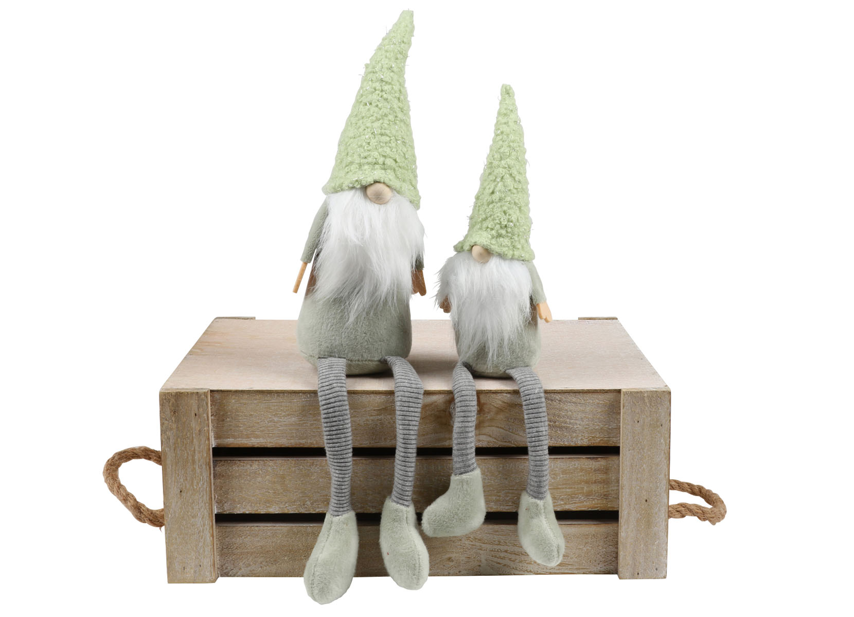 Deko-Wichtel mit Teddyfell-Mütze als Kantenhocker 50cm