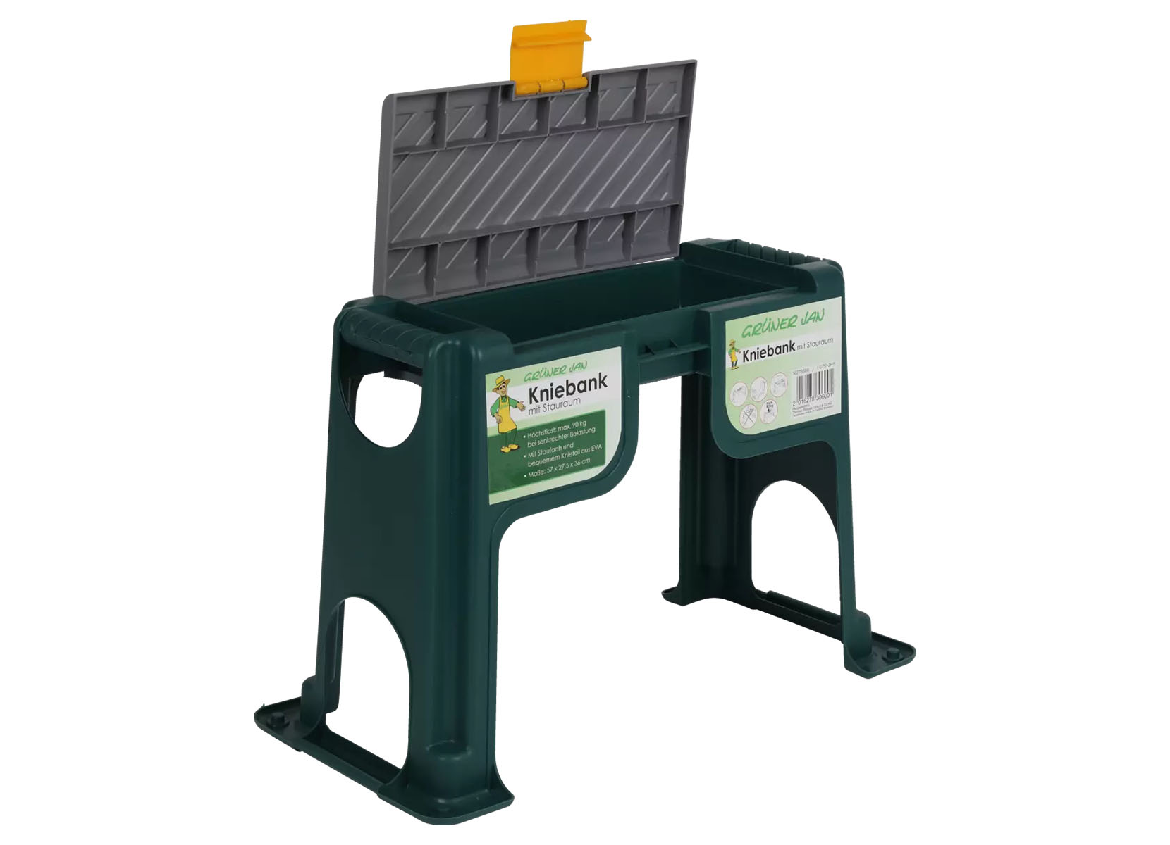 Grüner Jan Kniebank mit Stauraum 2in1