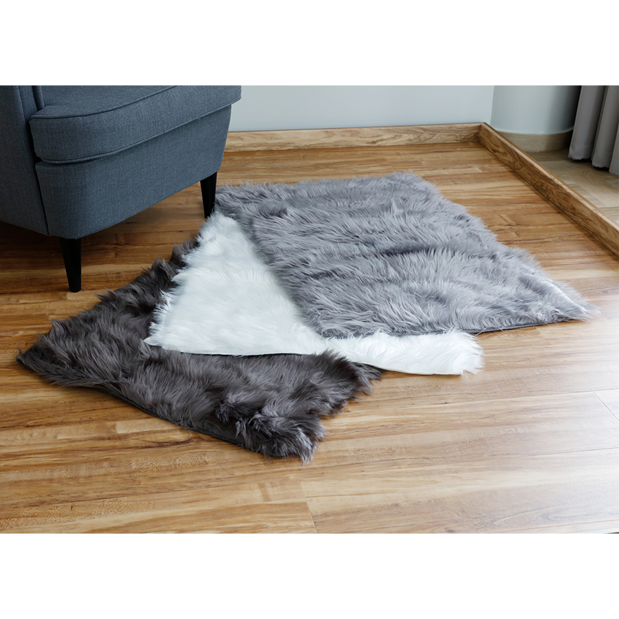 Kunstfellteppich 90x60cm Grau