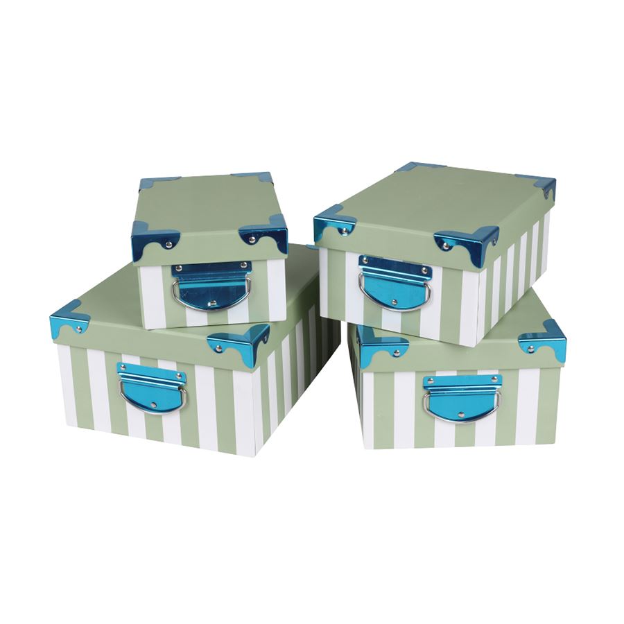 Dekoboxen Streifen mit Metallhenkel 4er-Set
