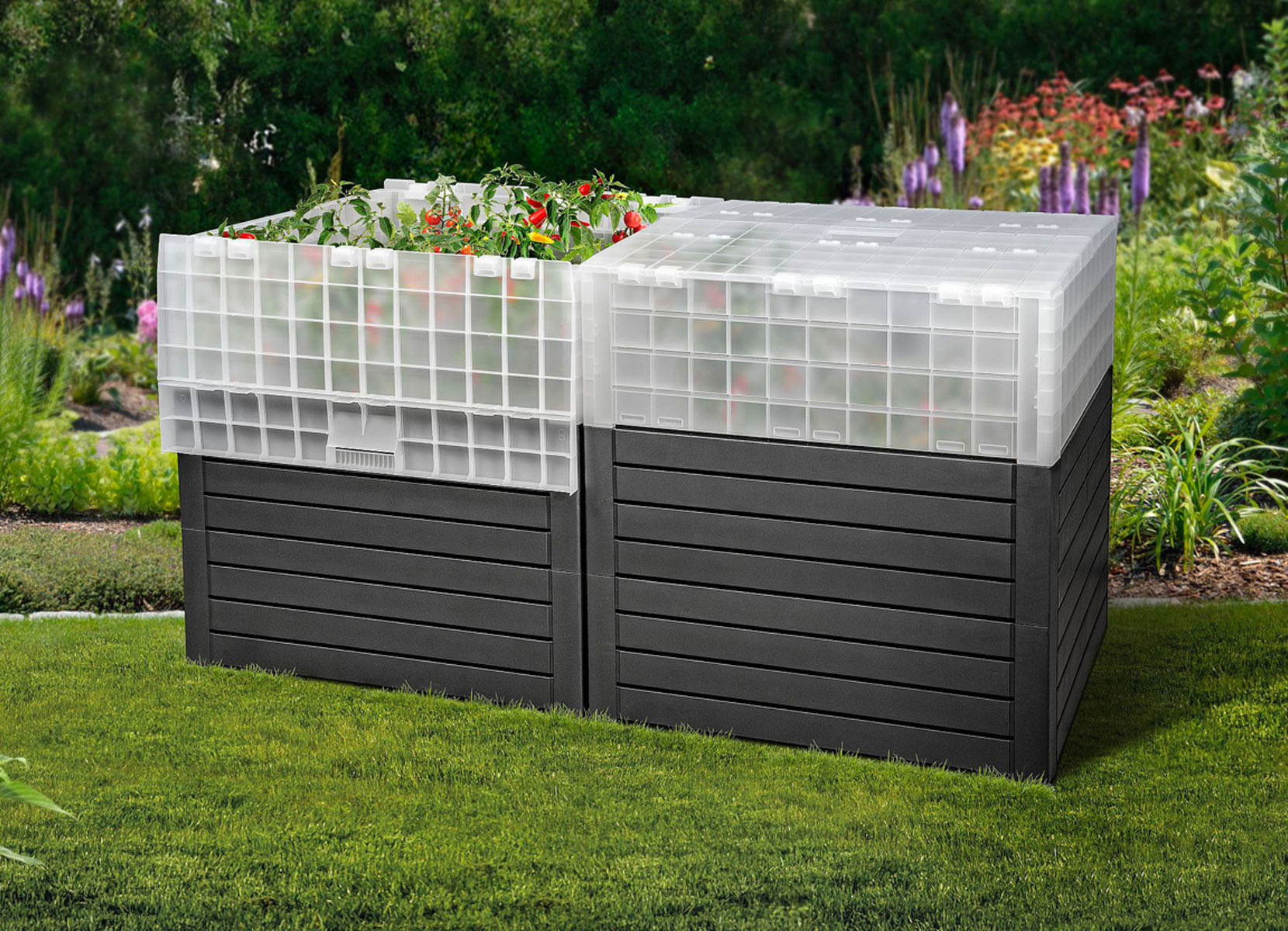 XXL-Hochbeet mit Gewächshauseffekt 155x78x81cm