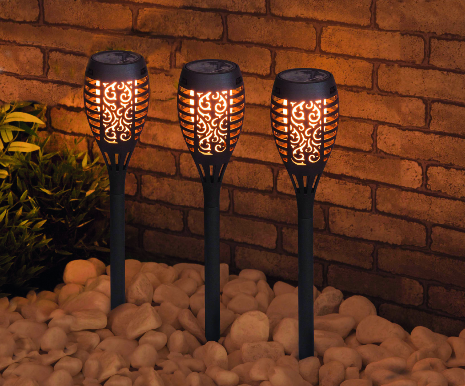 LED-Solar-Gartenfackel 7,5x42,5cm Warmweiß