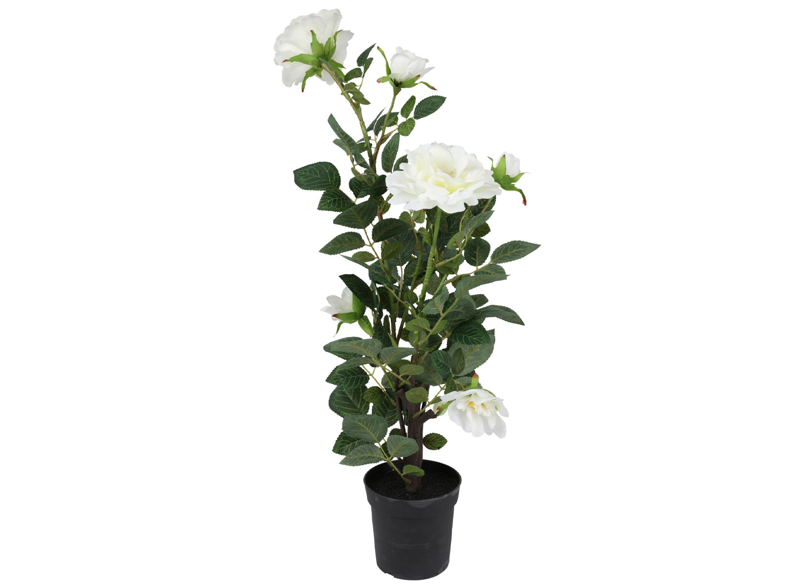 Künstliche Rose im Topf 30x76cm Weiß