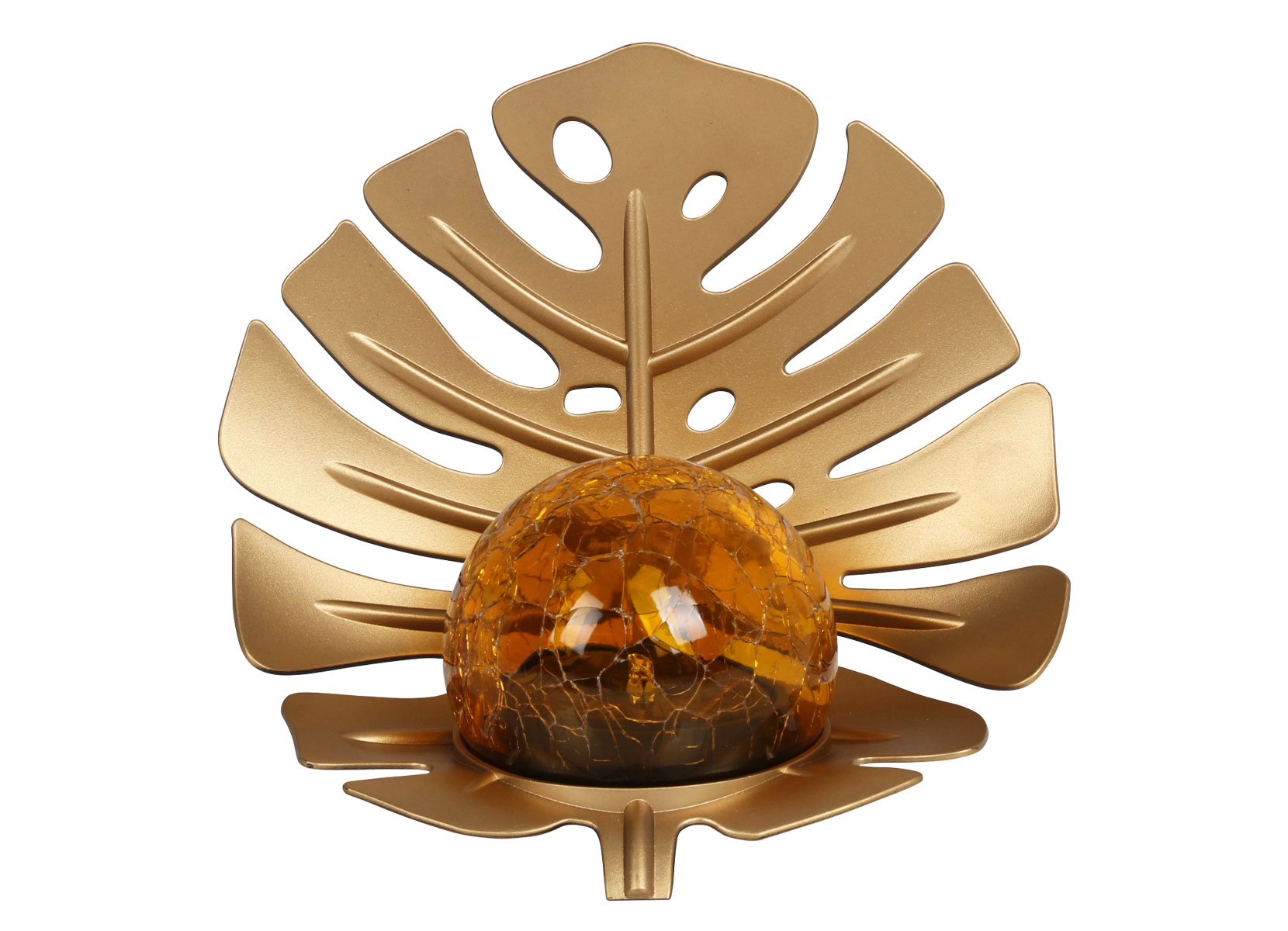 Solar-Leuchte Monsterablatt mit Crackleglaskugel