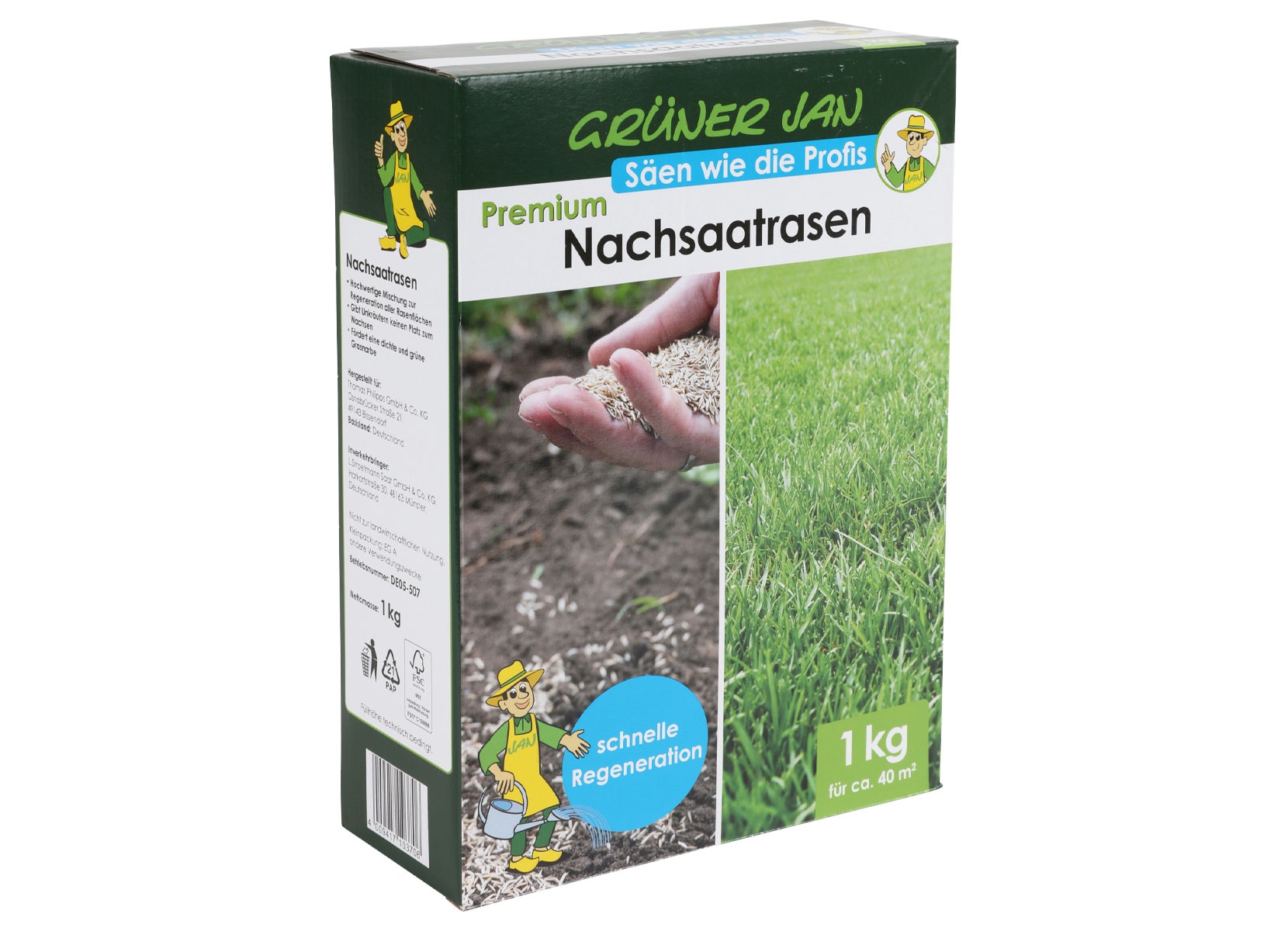 Grüner Jan Rasensamen Rasennachsaat Premium 1kg