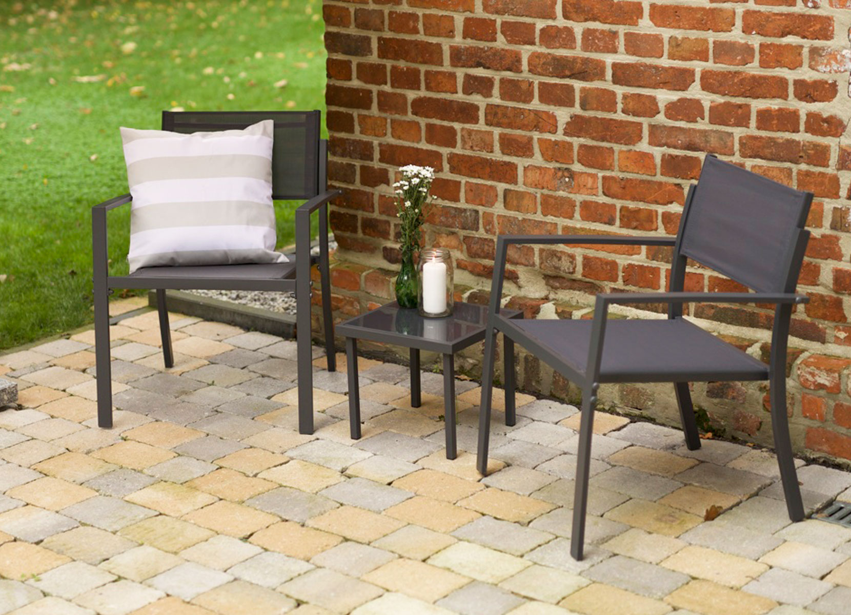 Balkonset Lisa mit Glastisch 3-teilig