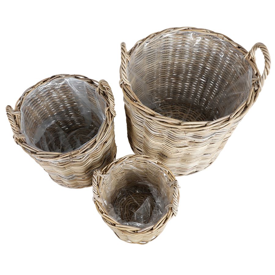 Weidenkörbe Rund Natural-Grey 3er-Set