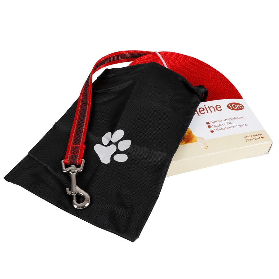 Schleppleine gummiert und reflektierend 10m Rot