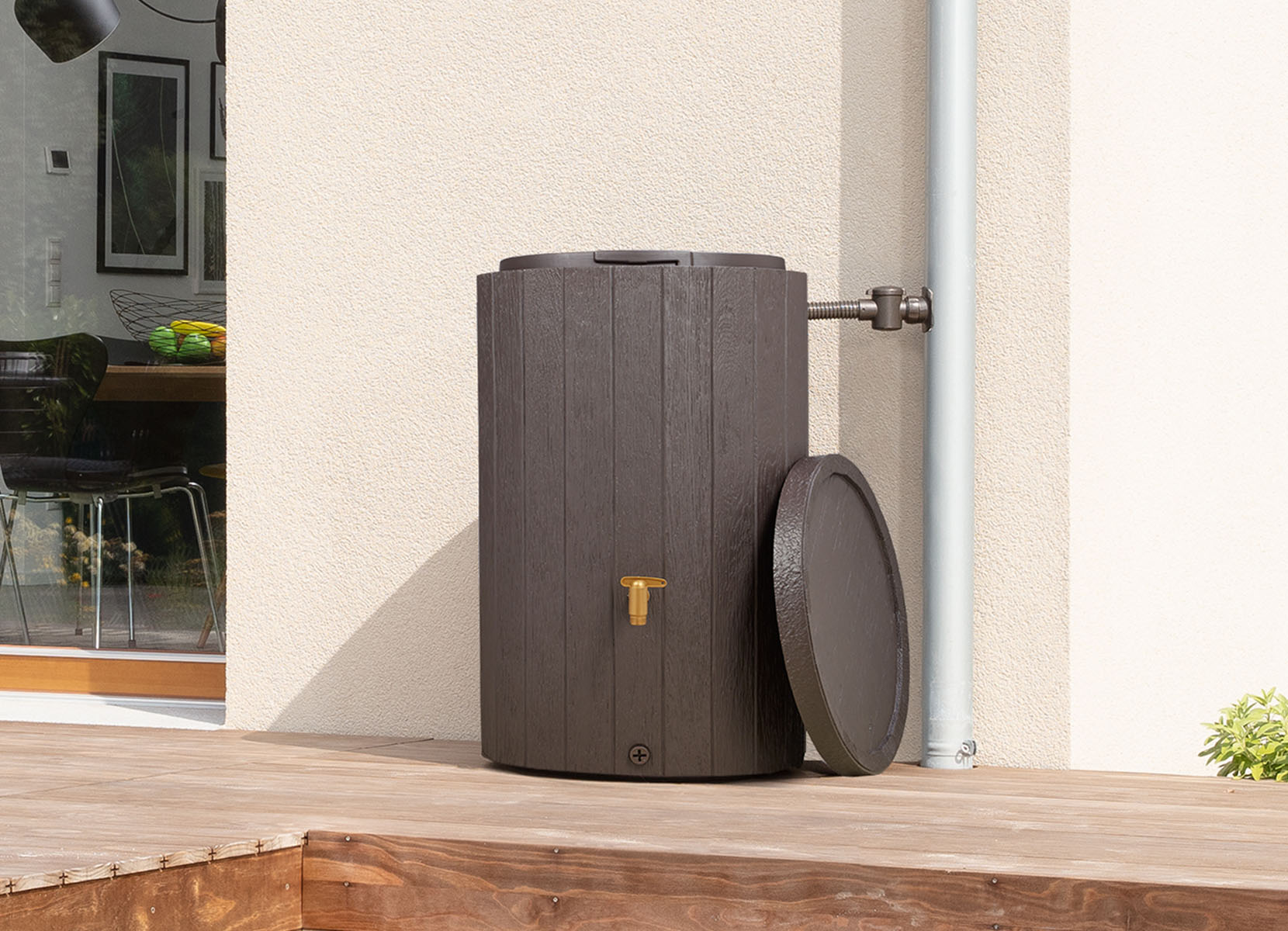 4rain Regenspeicher MADERA in Holzoptik 220L Braun