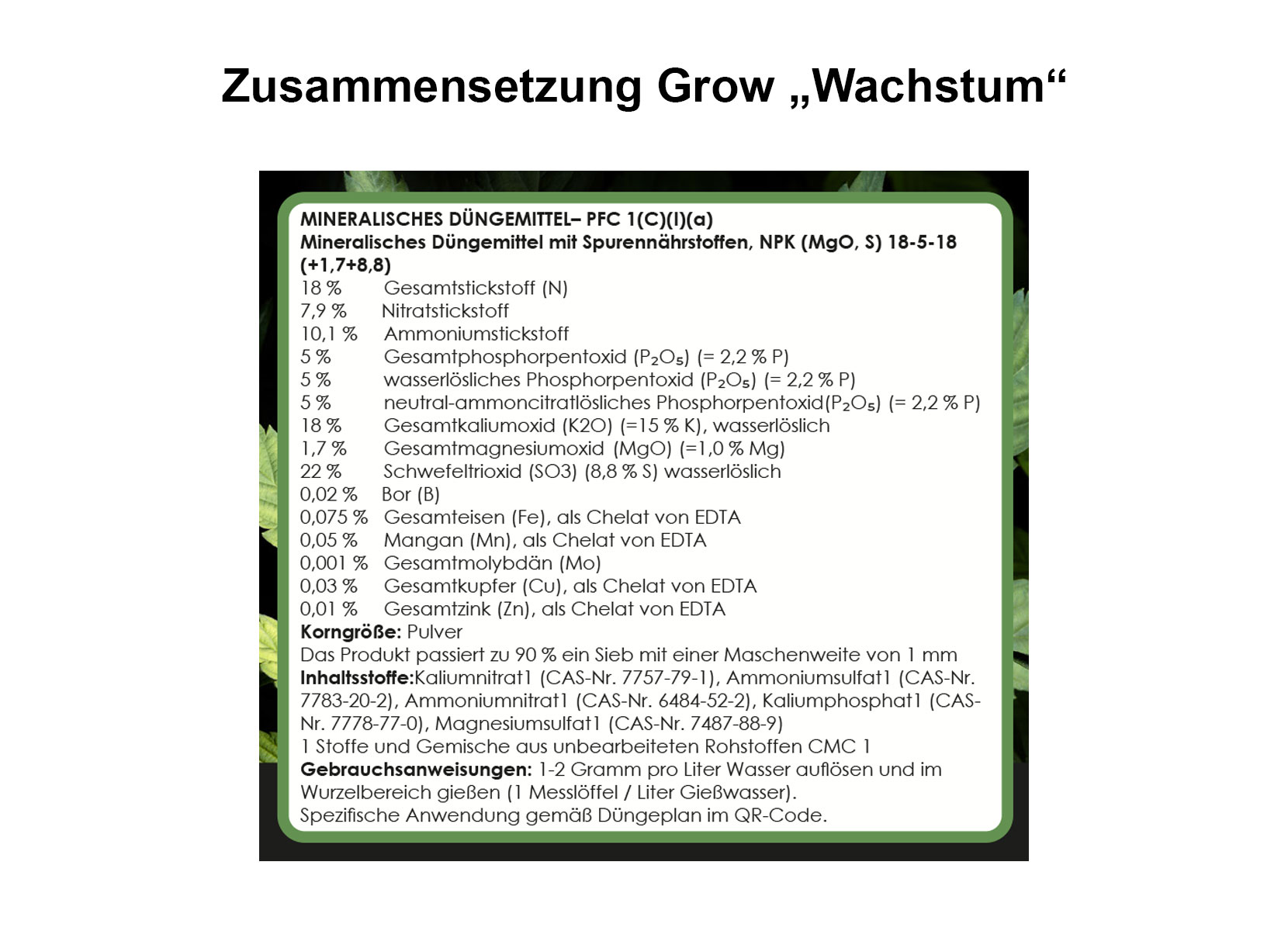 HanfpflanzenDünger Grow Wachstum Nährsalz 500g
