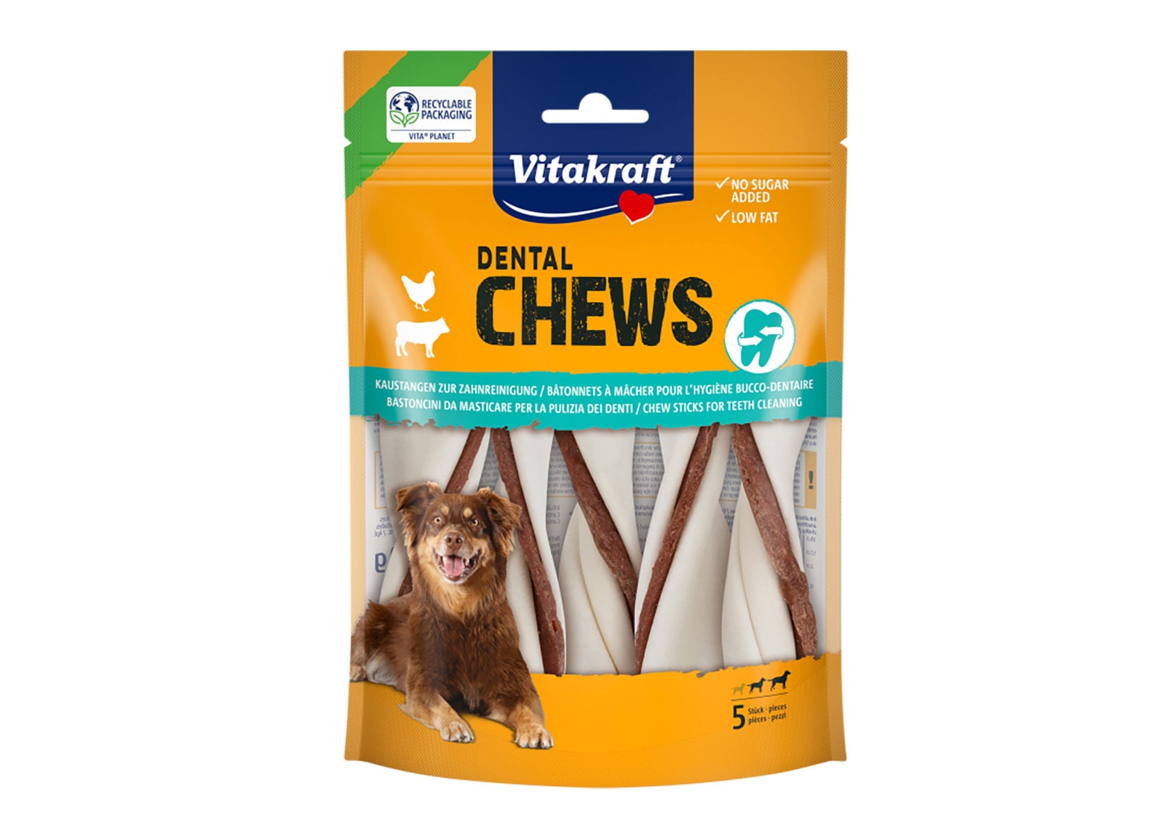 Vitakraft Dental Chews Gr. M Kaustangen mit Hühnchen-Füllung 5 Stück 150g