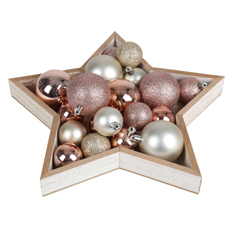 Dekotablett-Set Stern 2-teilig aus Holz Natur im Used-Look