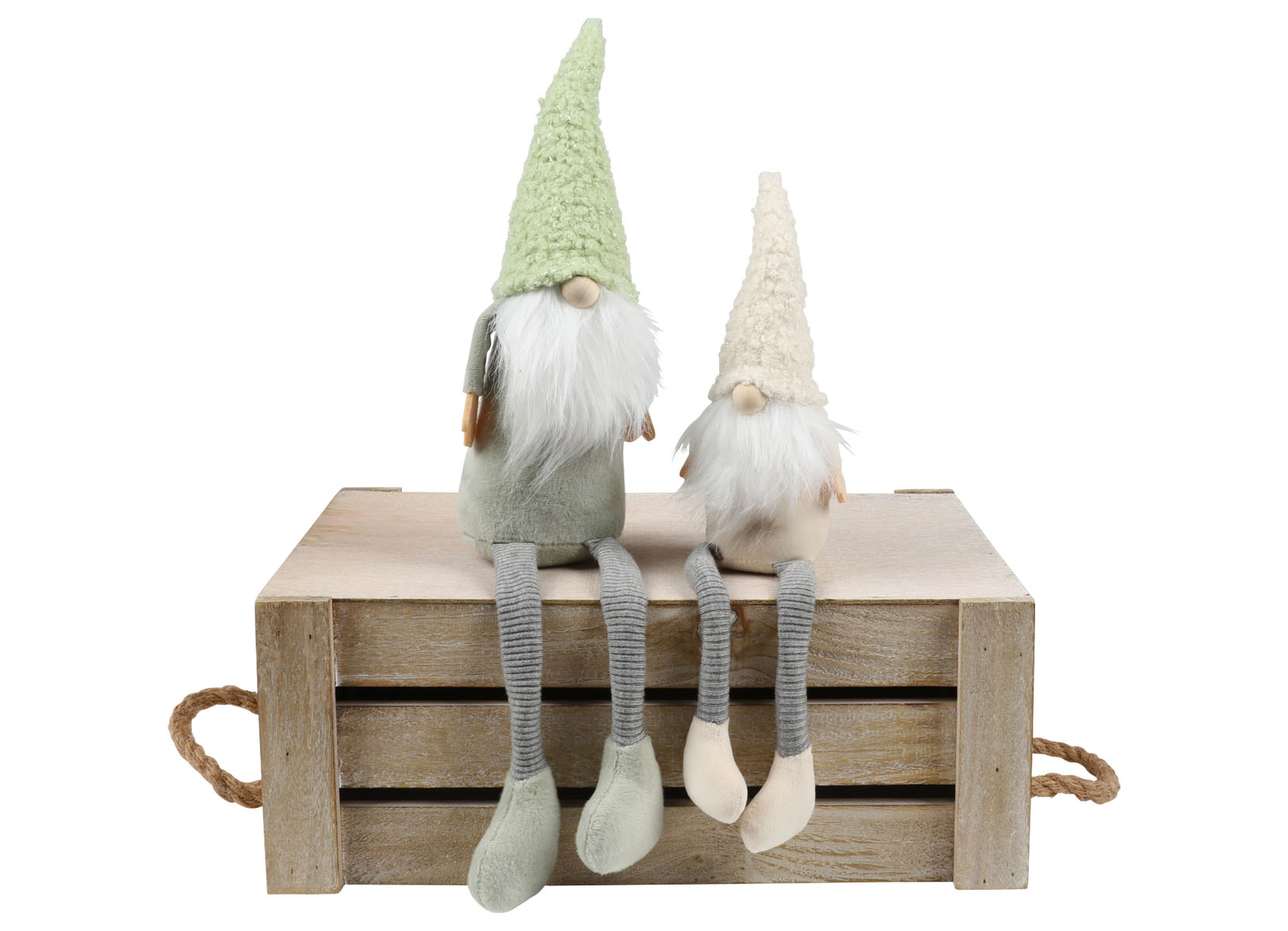 Deko-Wichtel mit Teddyfell-Mütze als Kantenhocker 50cm