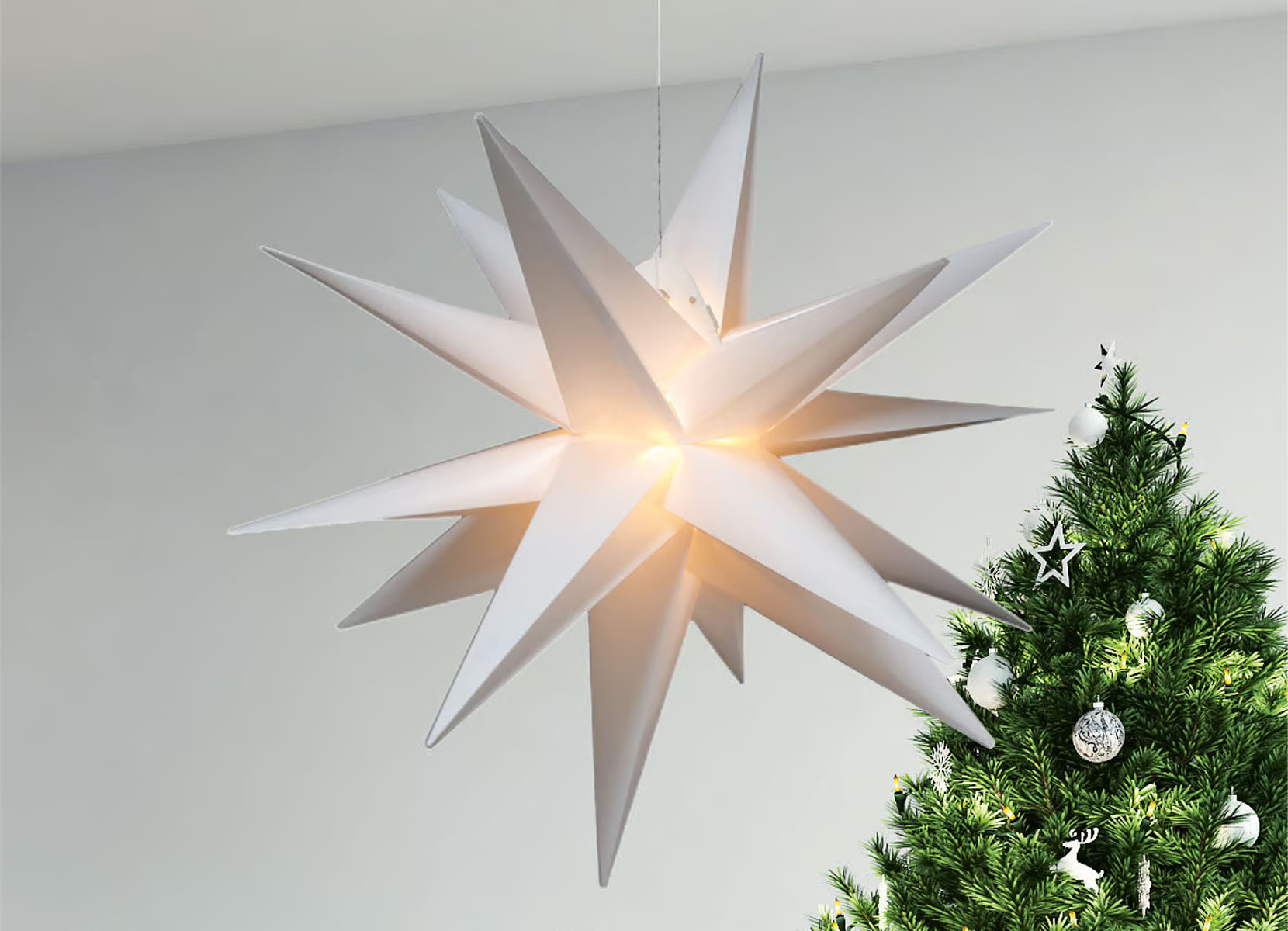 Outdoor XXL 3D-Stern mit 100 LEDs und Timer 100cm Warmweiß