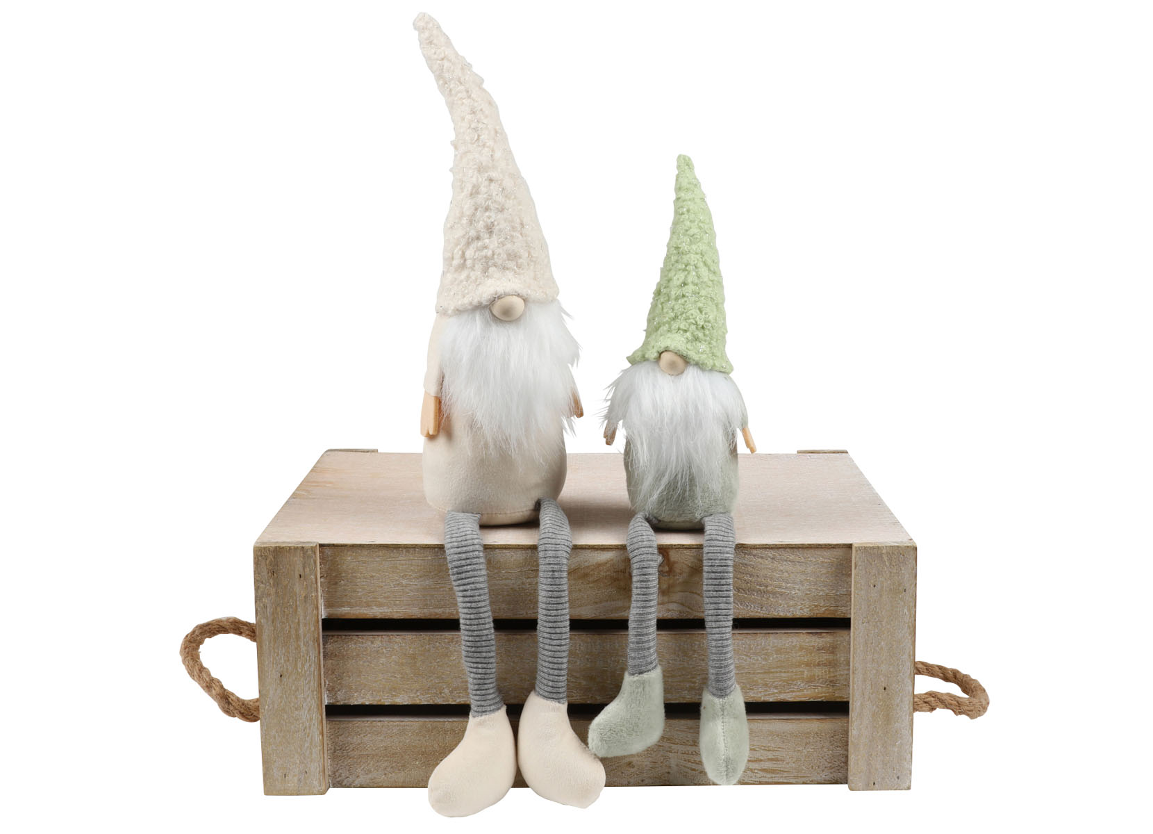 Deko-Wichtel mit Teddyfell-Mütze als Kantenhocker 50cm