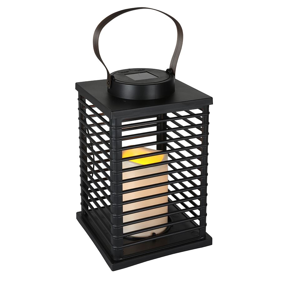Solar-Laterne Rattan Eckig
