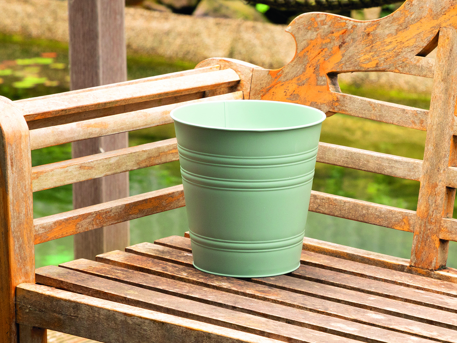 Zinkübertopf 24x24cm Grau/Grün