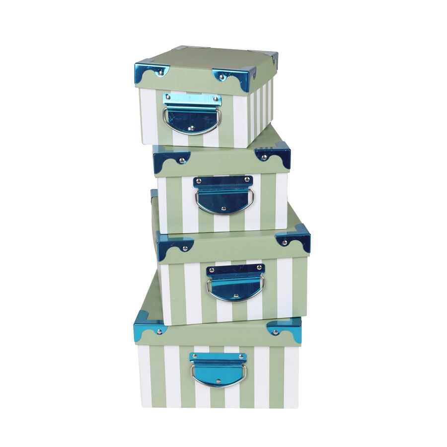 Dekoboxen Streifen mit Metallhenkel 4er-Set