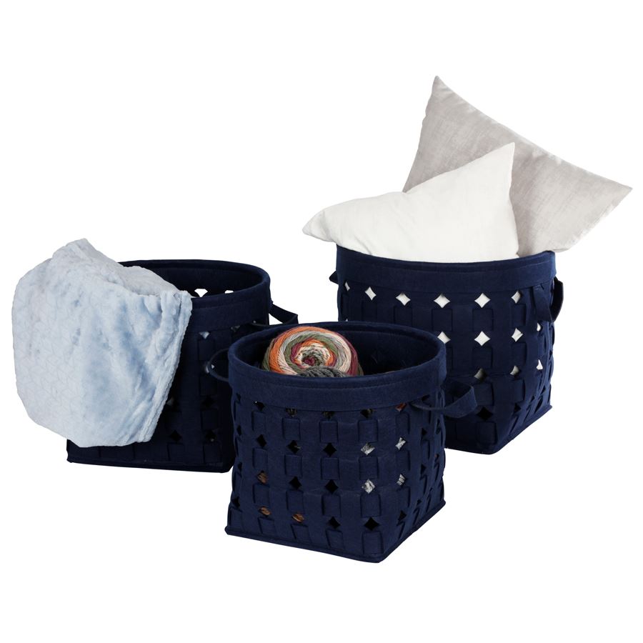 Geflochtene Filzkörbe Dunkelblau 4-teilig