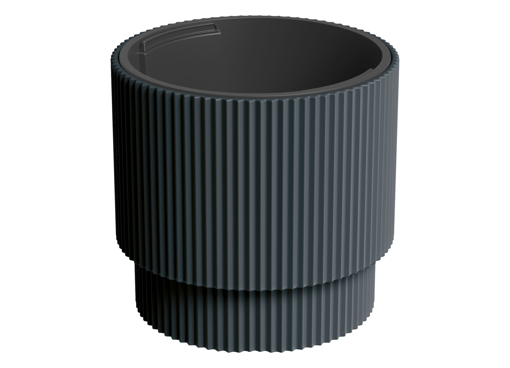 Blumentopf Milly Rillendesign mit Einsatz 30cm Anthrazit